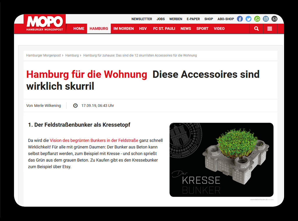 Mopo Feldstraßenbunker als Kressetopf, Hamburg Geschenke