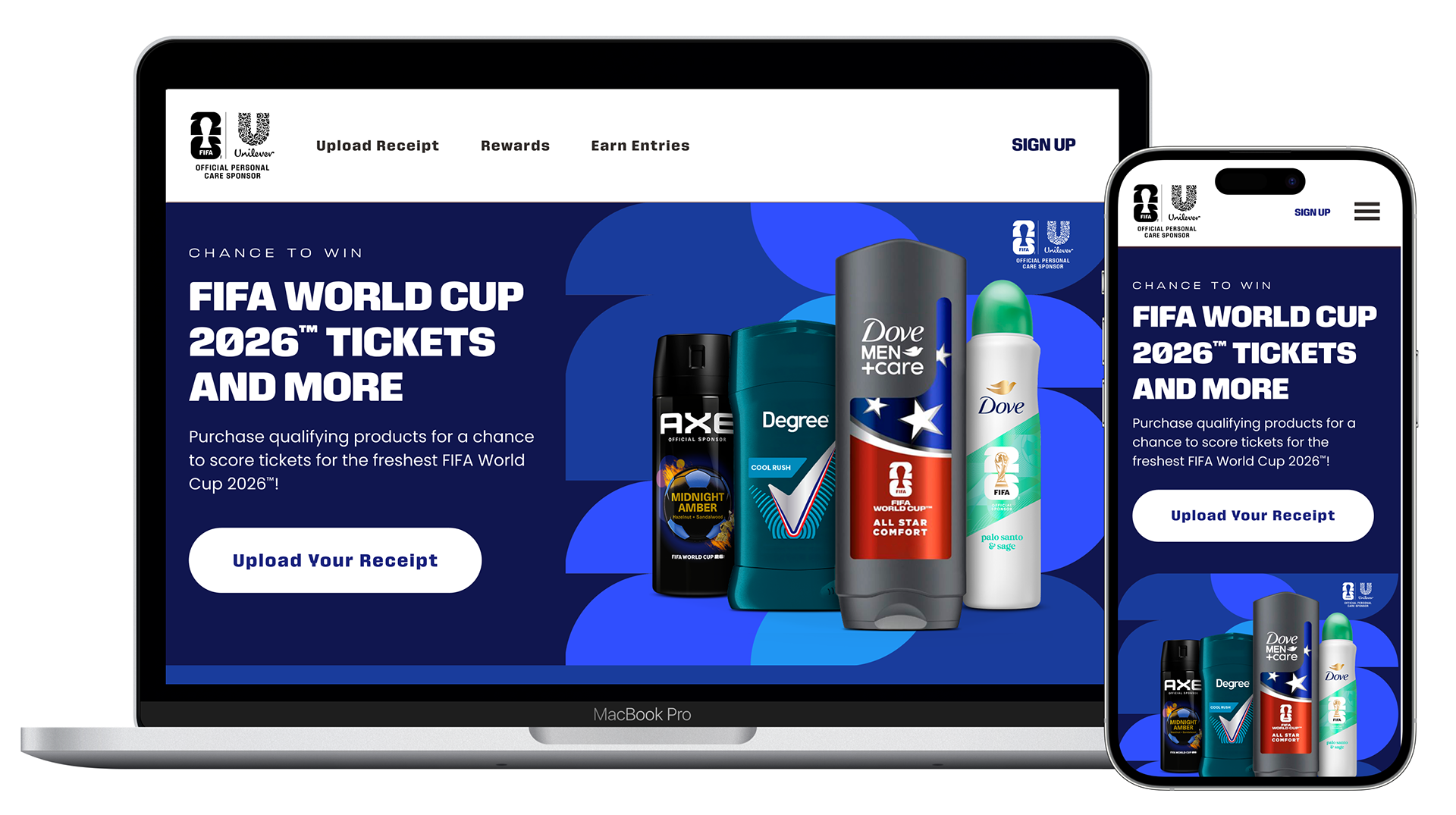 Unilever FIFA World Cup Loyalty Homepage on Desktop and Mobile Devices