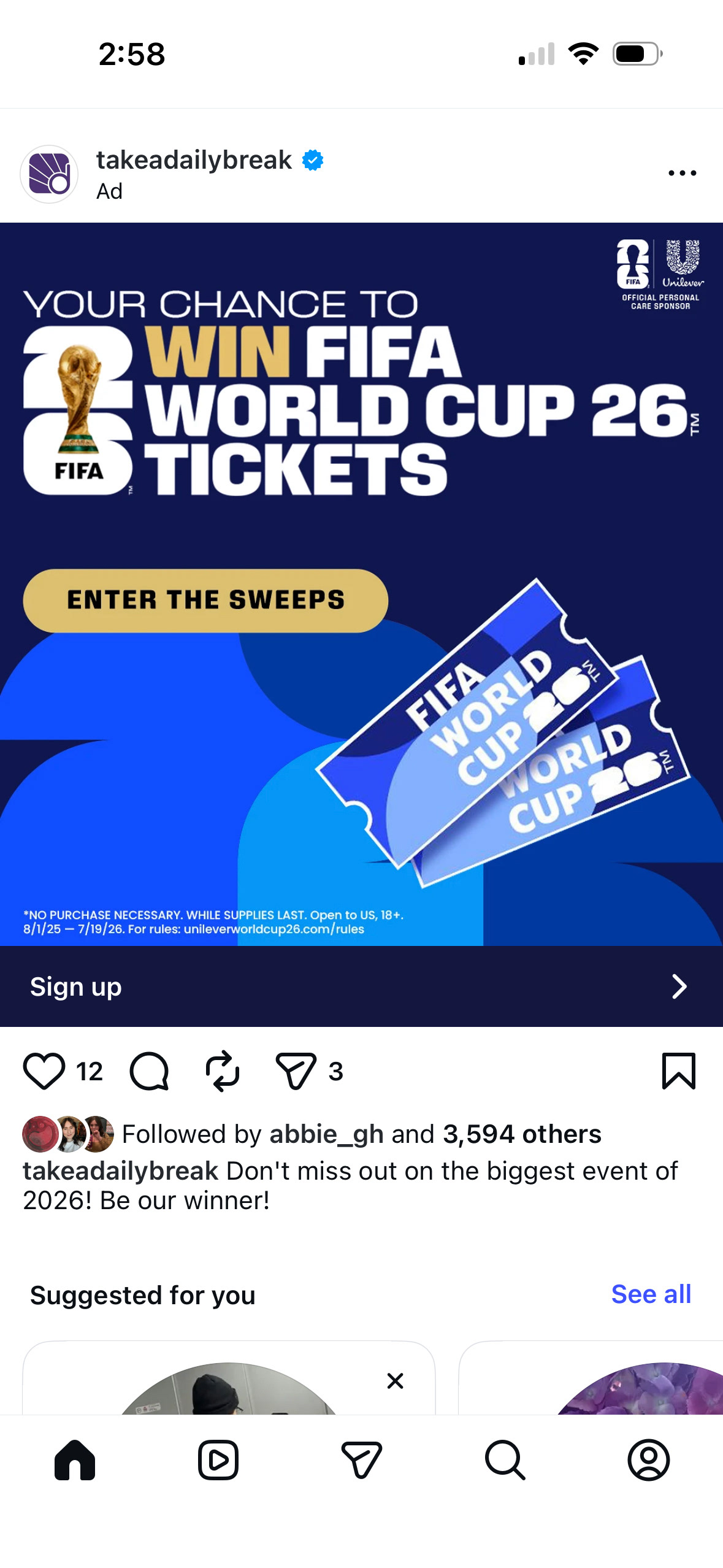 Ad on Instagram