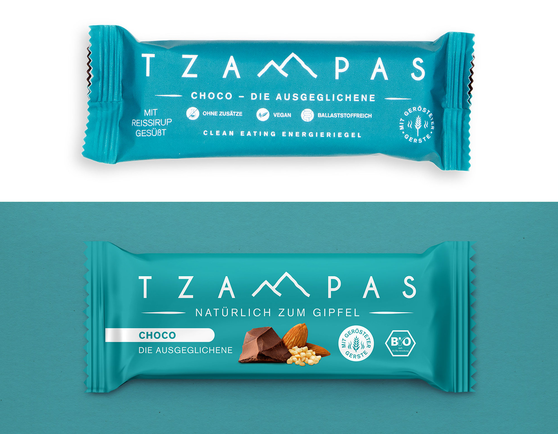 Detailansicht des neuen Packaging Designs – klare Sortenkennzeichnung, integriertes Bio-Siegel, appetitliches Food-Composing