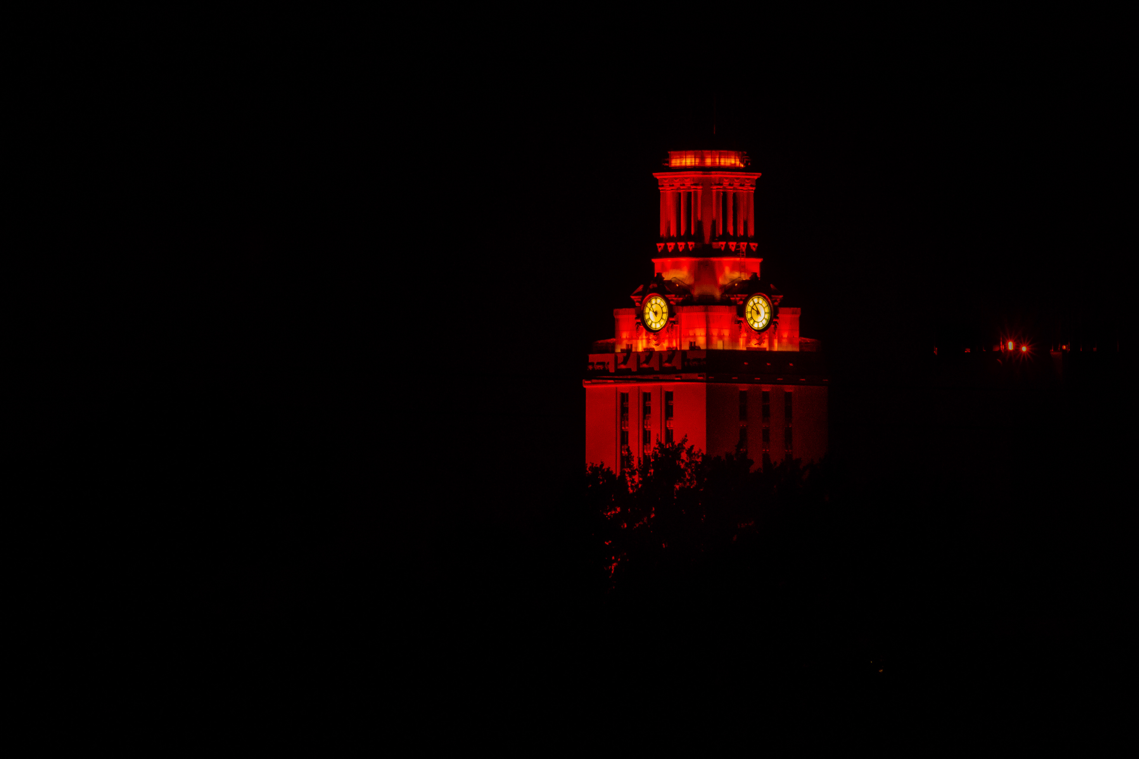 UT tower burns orange
