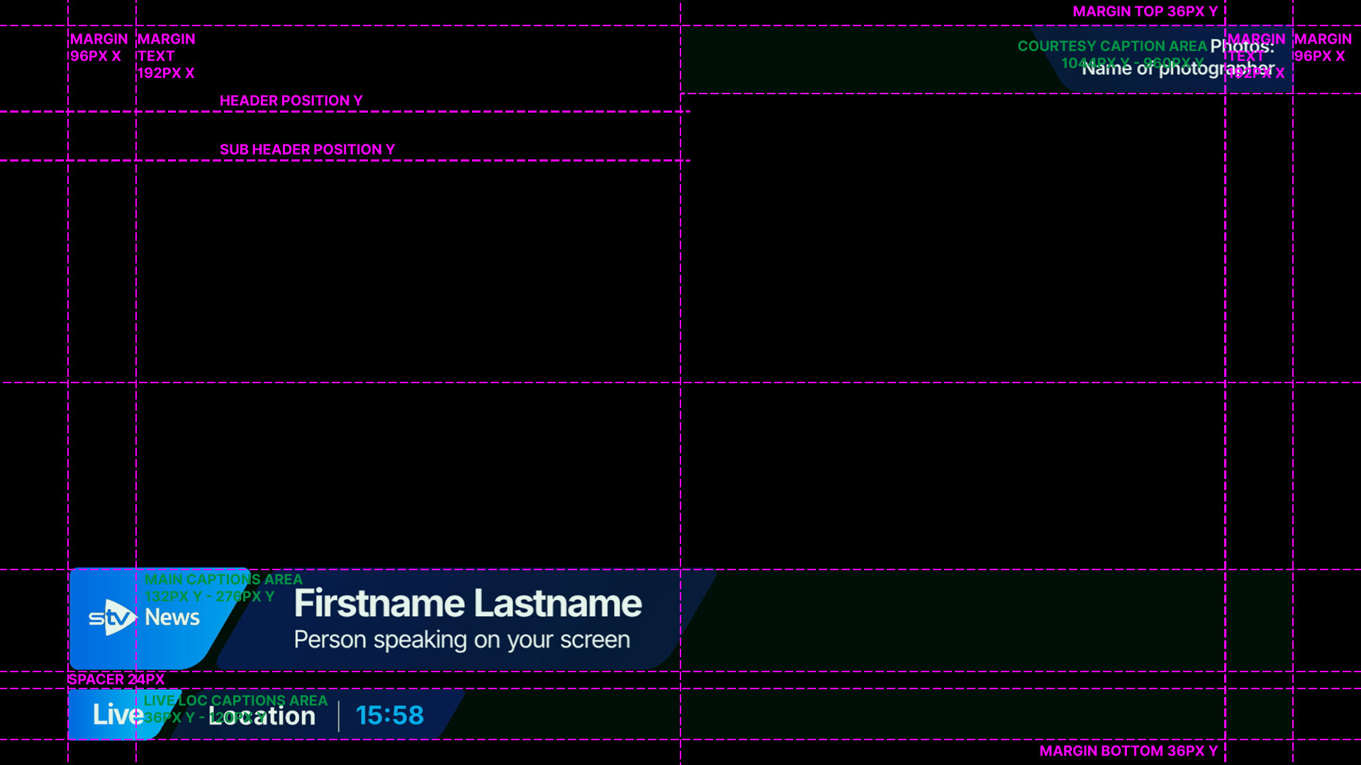 More formal margins and layout guide for captions and FF graphics