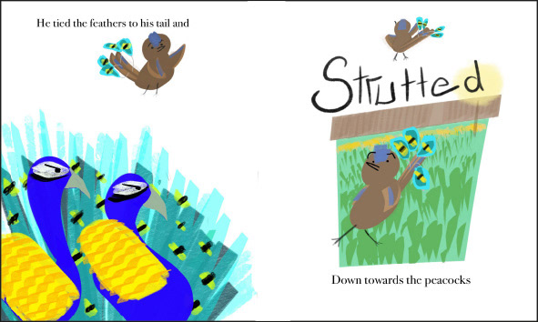 Aesop's Fable - The Jay and the Peacock - Double-paged Spread - Medium: Procreate