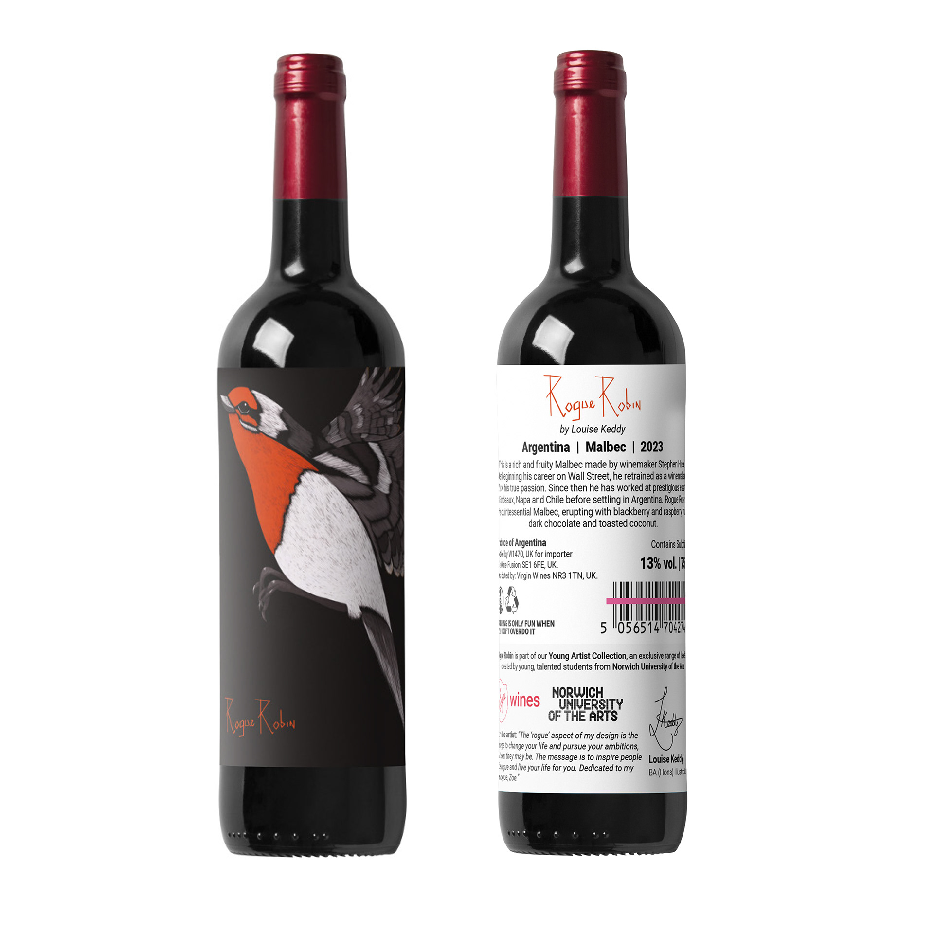 Virgin Wines Commission - Wine Bottle Label - Mock-up - Medium: Procreate, Adobe Photoshop & Illustrator