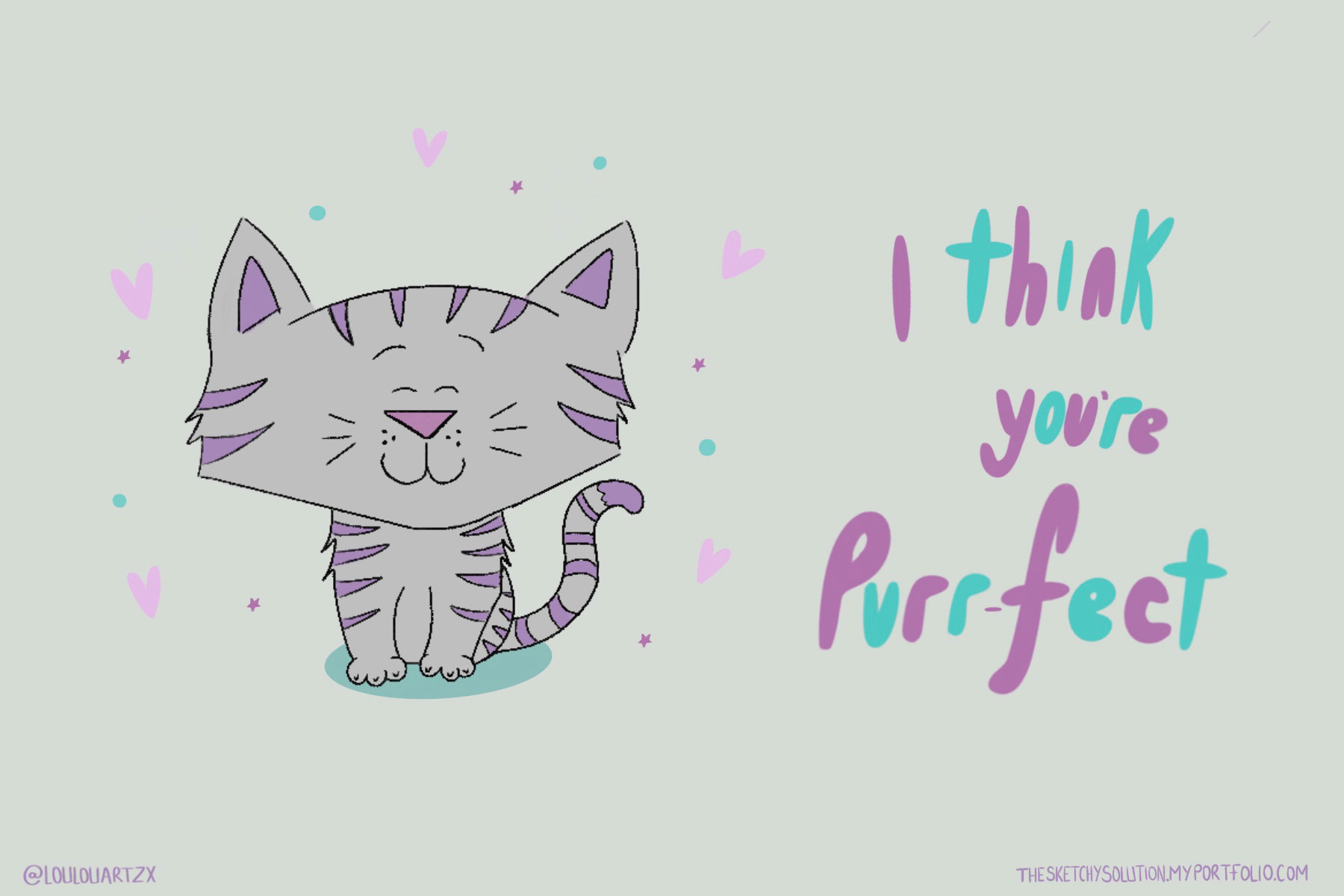 'Purrfect!' - Campaign Material - Postcard/Front - Medium: Procreate