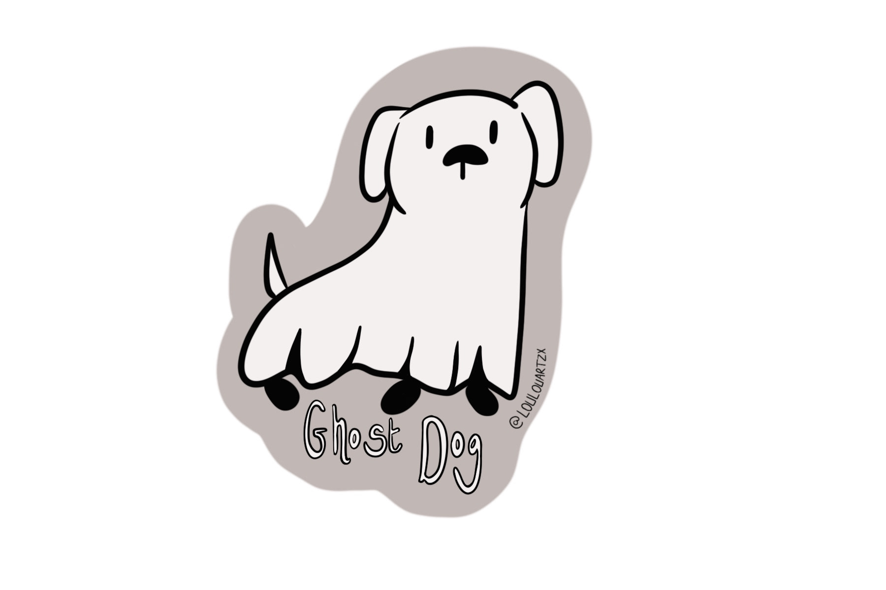 Sticker Design - 'Ghost Dog' - Medium: Procreate