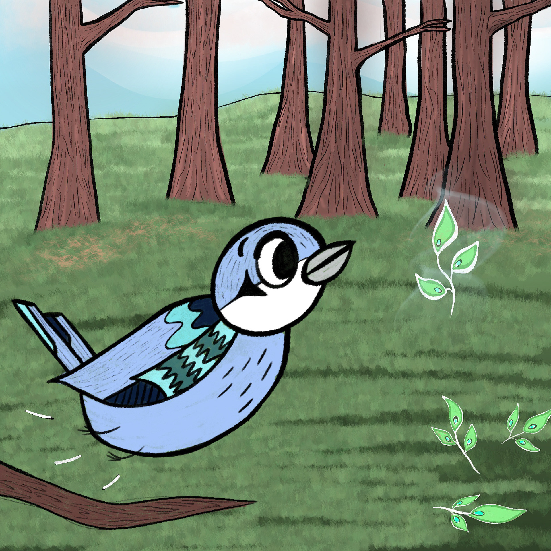 'The Jay and the Peacock' - Character Design and Scene Development - Medium: Procreate