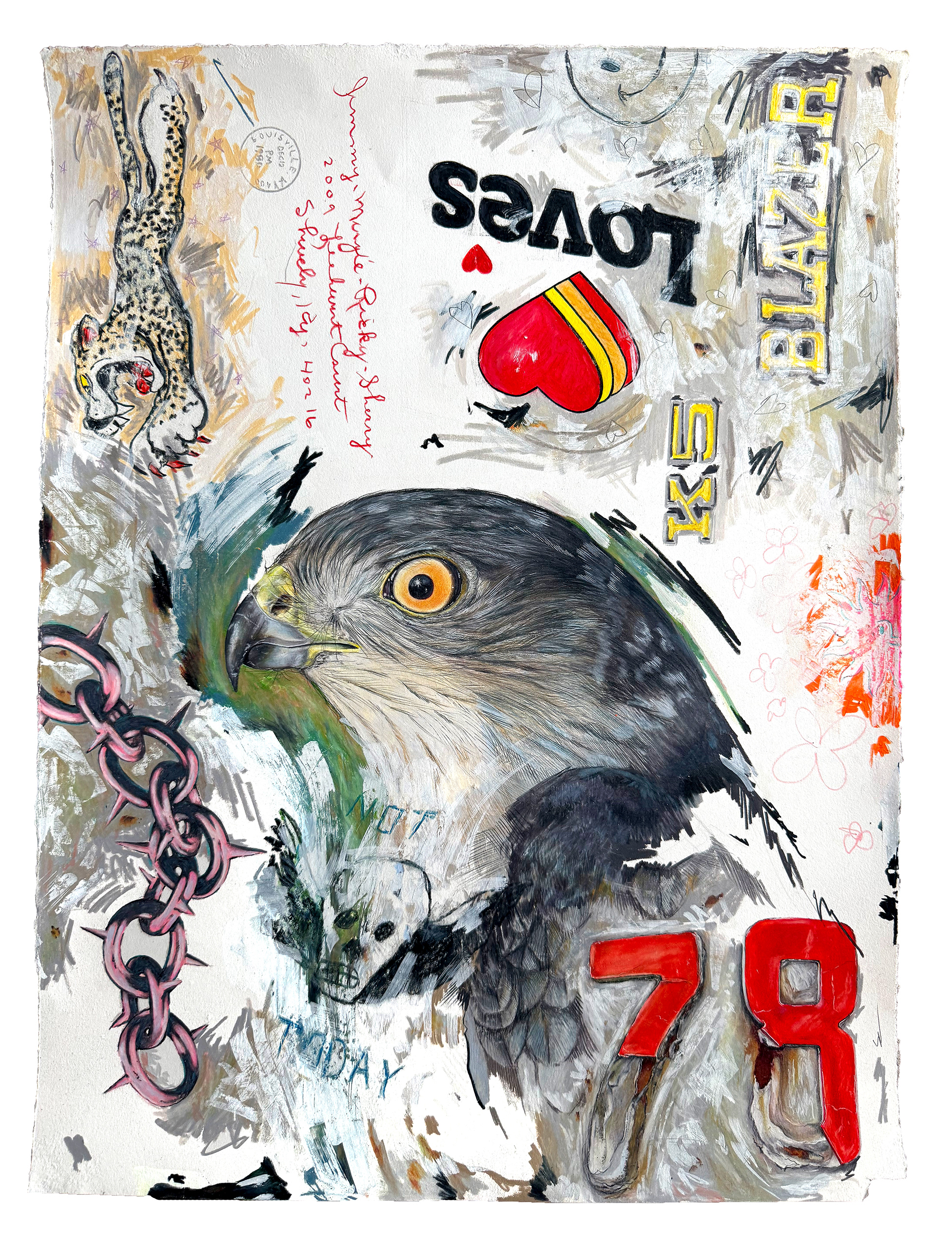 DOWN SOUTH JUKIN (LOOKIN' FORA PEACE OF MIND) | 2025 | COLORED PENCIL + INK + ACRYLIC PAINT