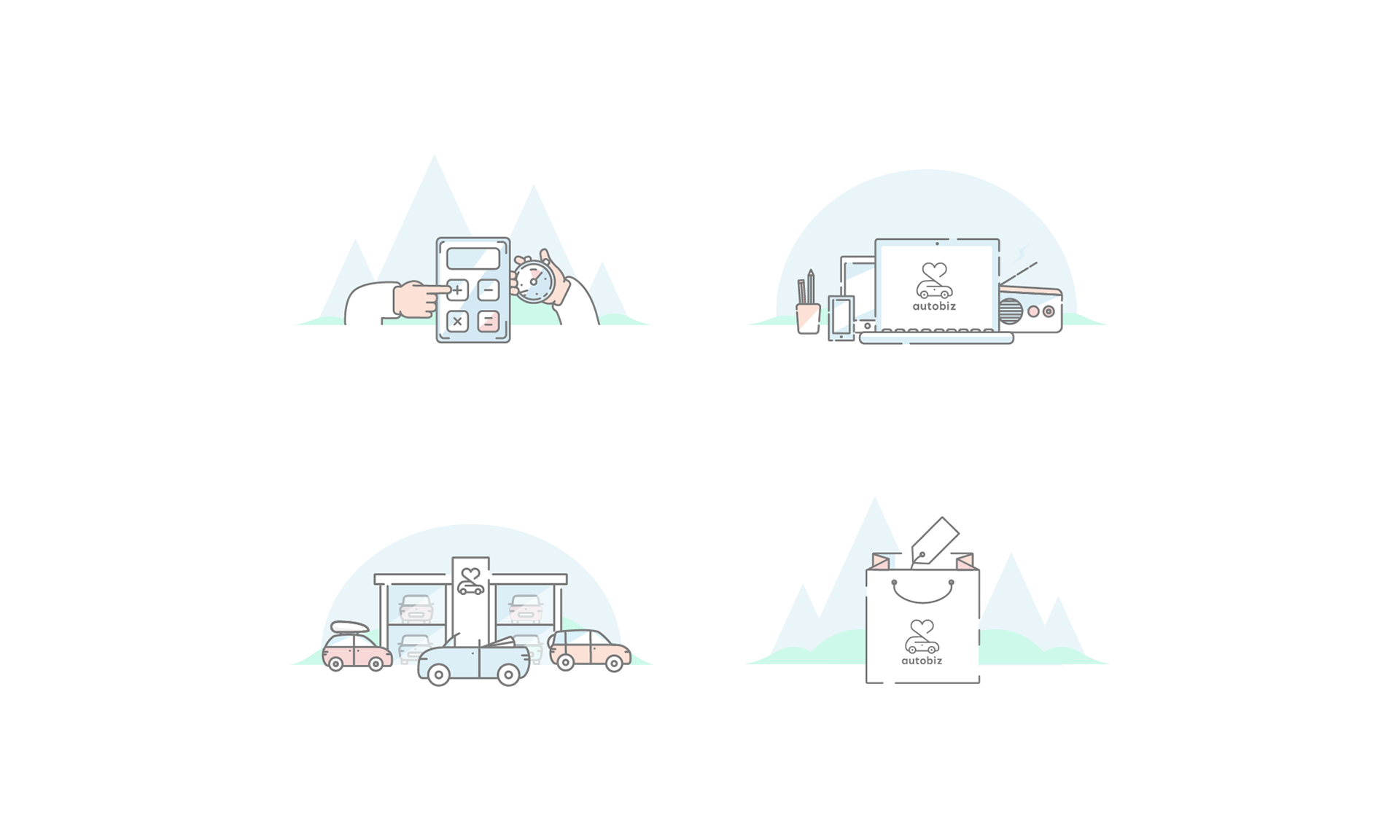 Simple colored illustrations