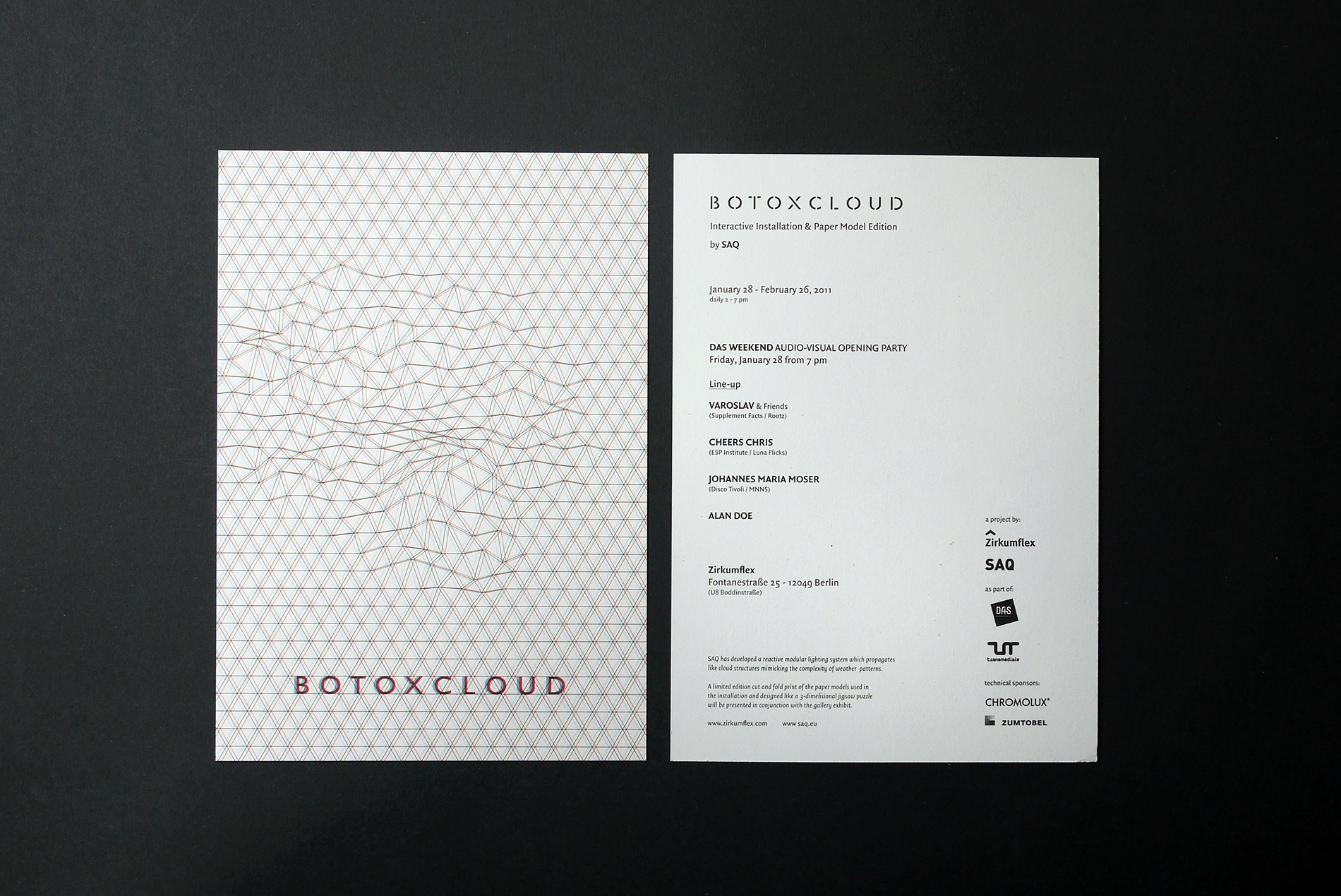 Invitation for the exhibition "Botoxcloud" by SAQ - 2010