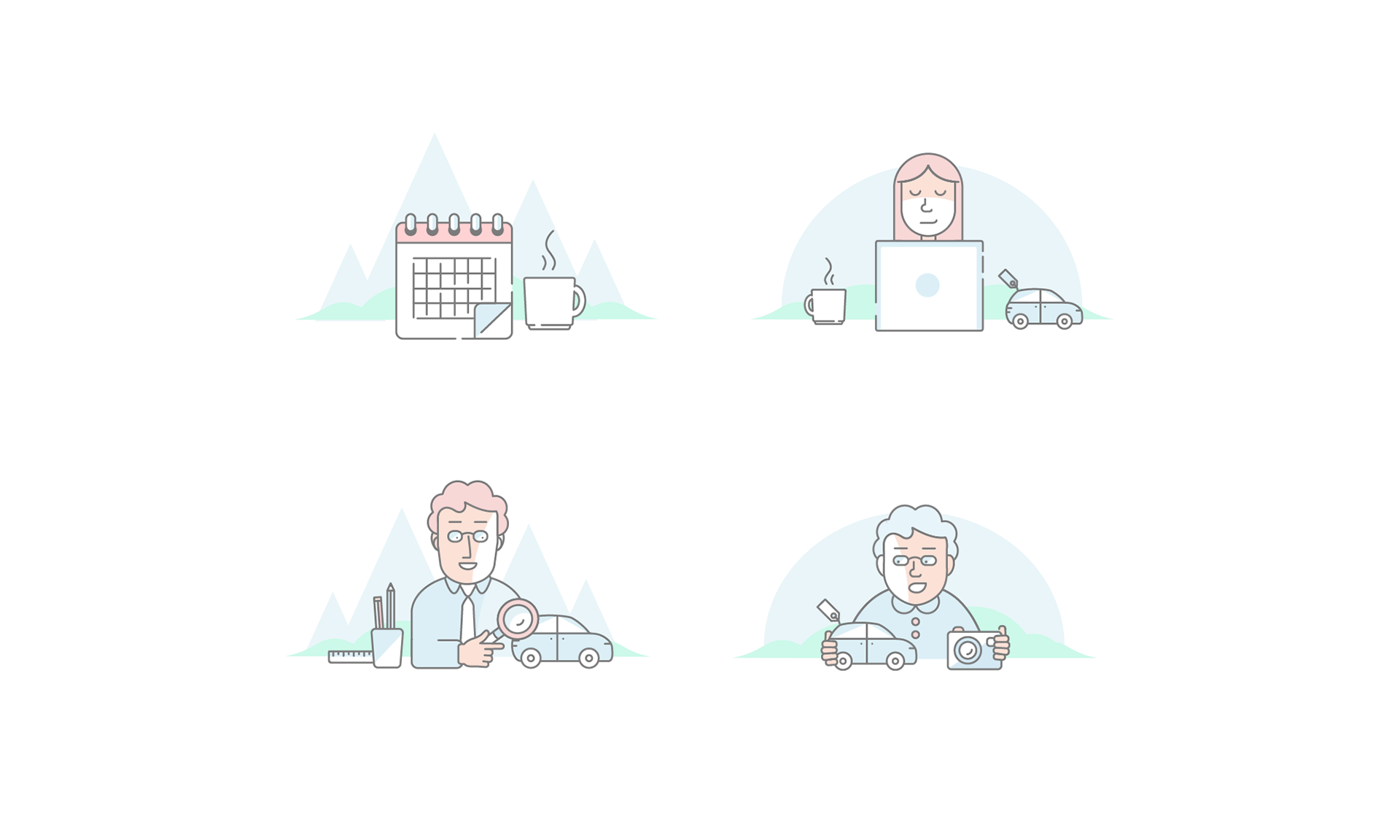 Simple colored illustrations