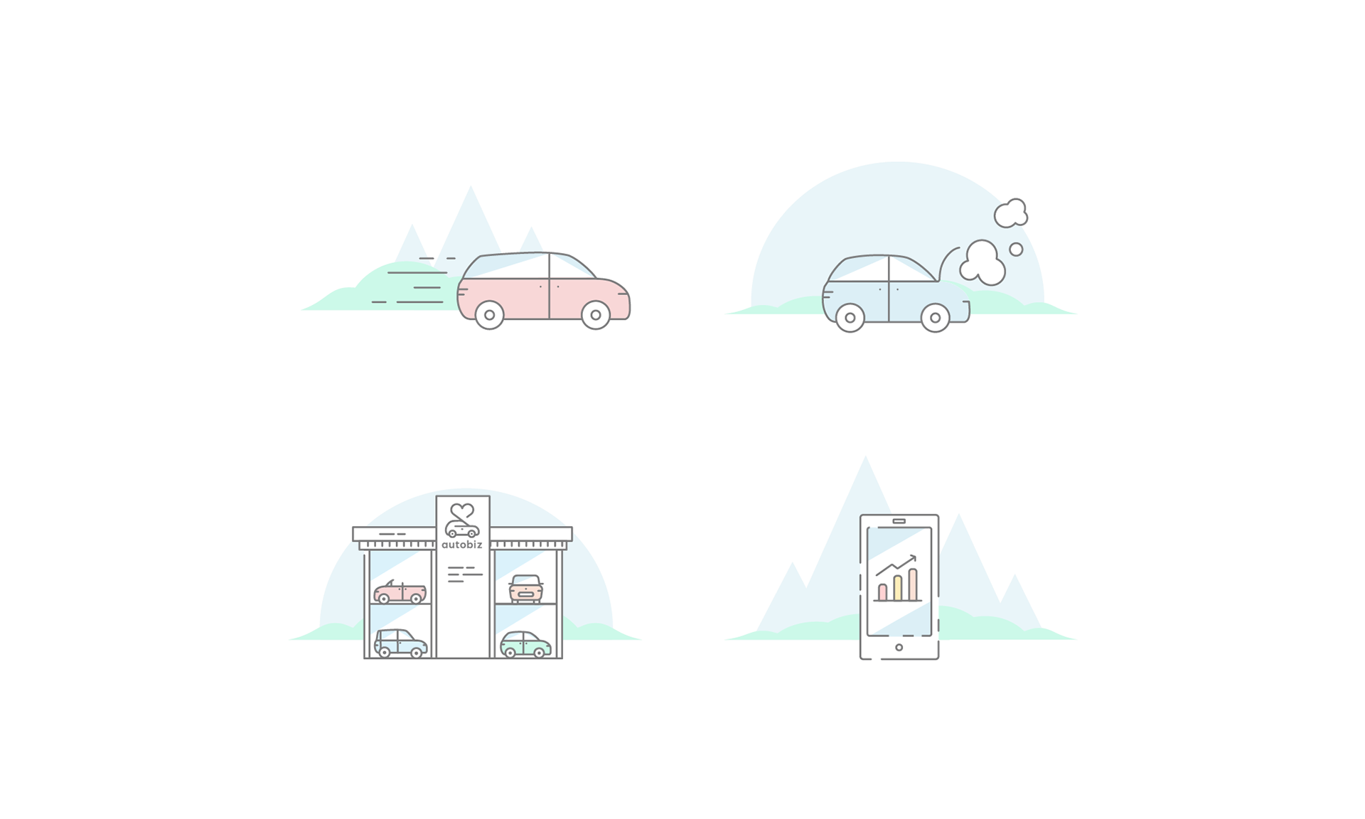 Simple colored illustrations