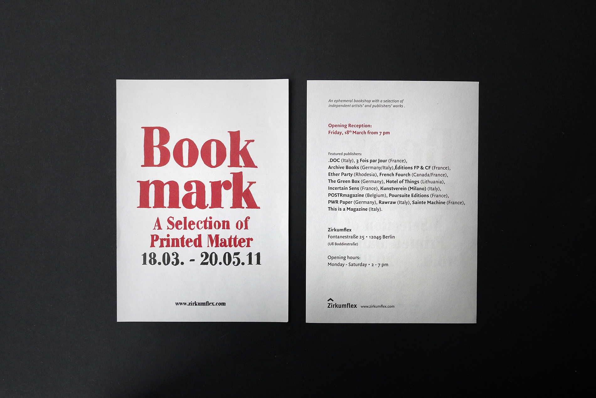 Invitation for the exhibition "Bookmark" - 2011