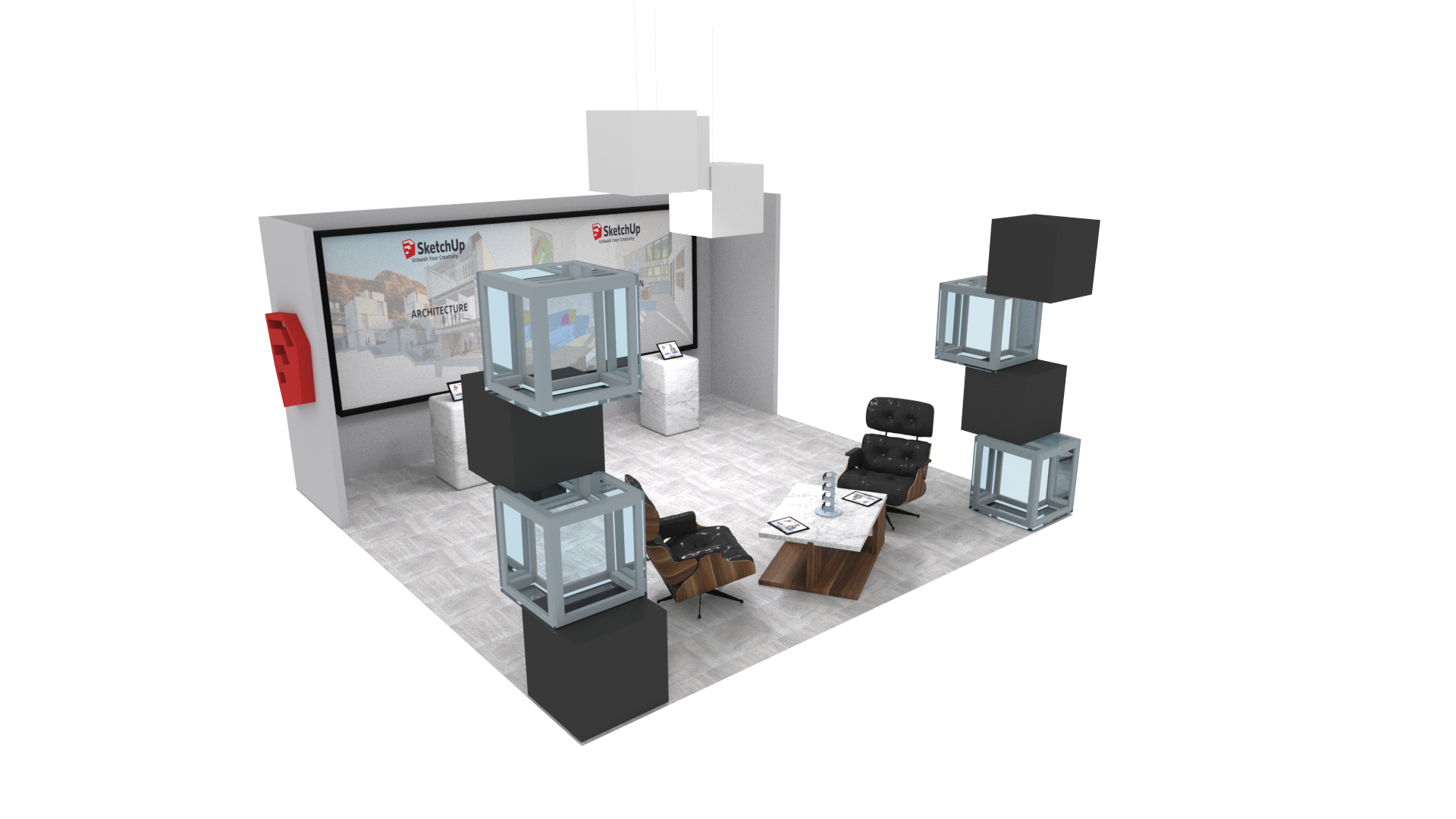 20x20 Island Exhibit - Side View