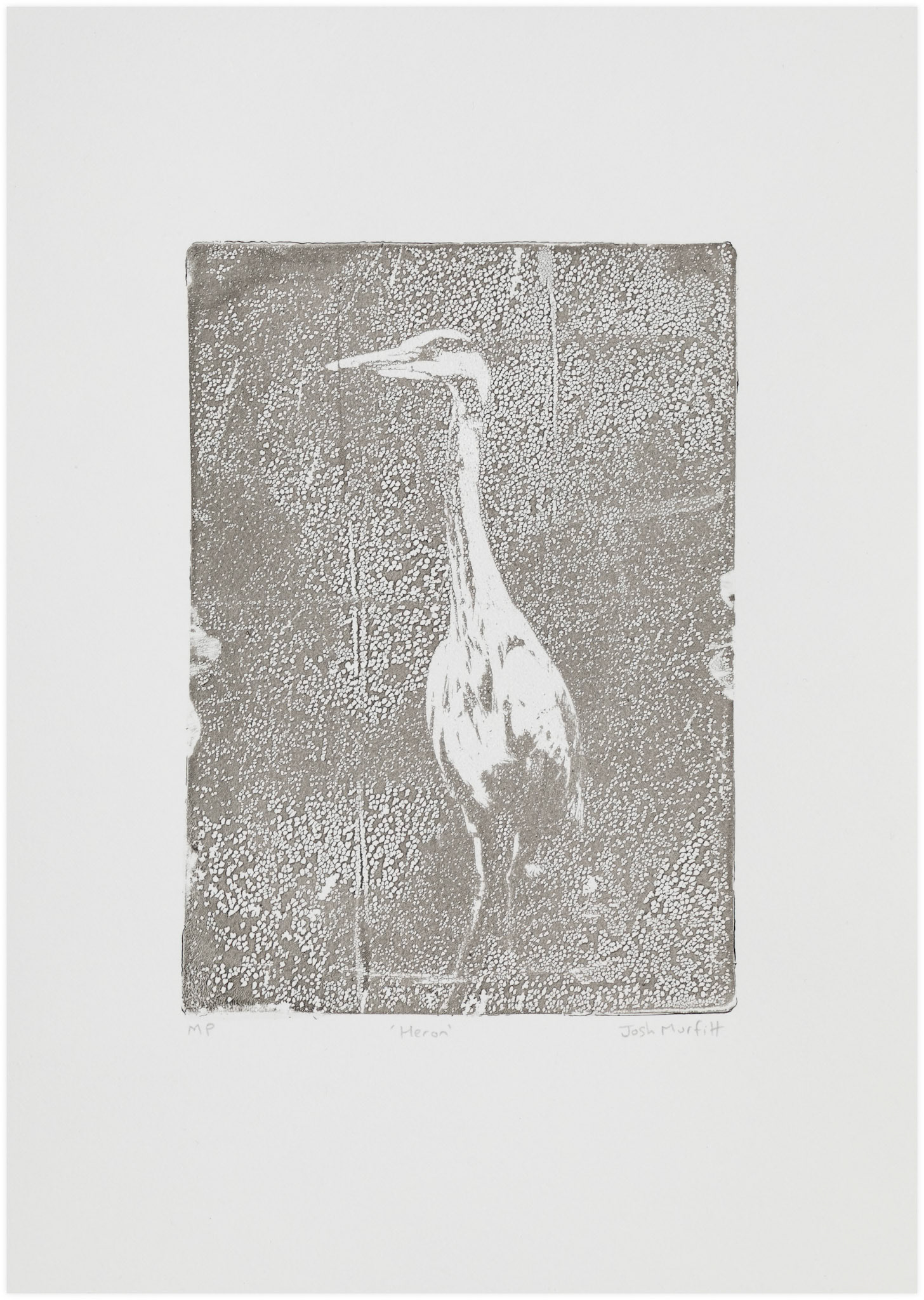 'Heron', A4 on Awagami Bamboo 170gsm