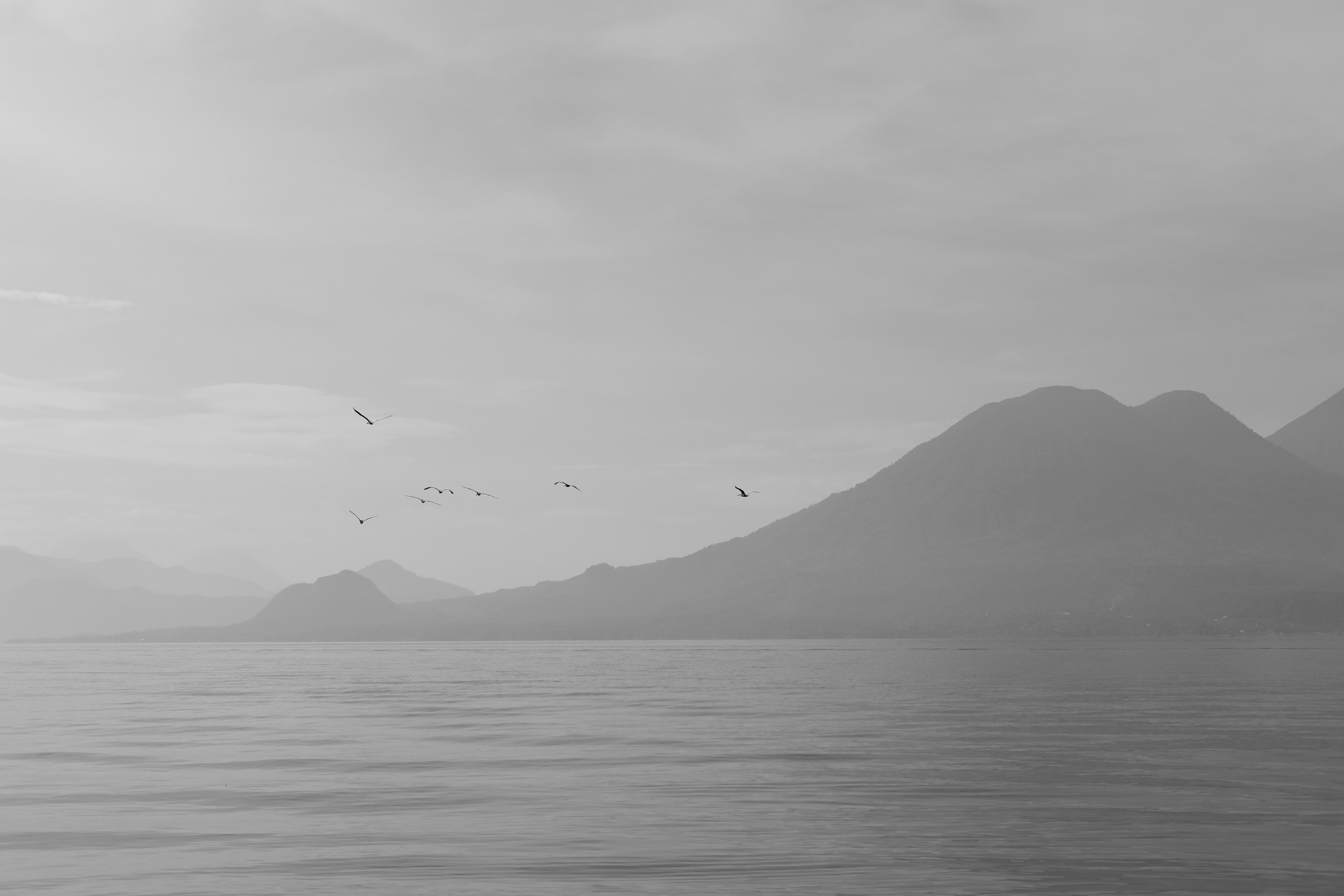 vista del volcano Atitlàn, Guatemala in black and white 
