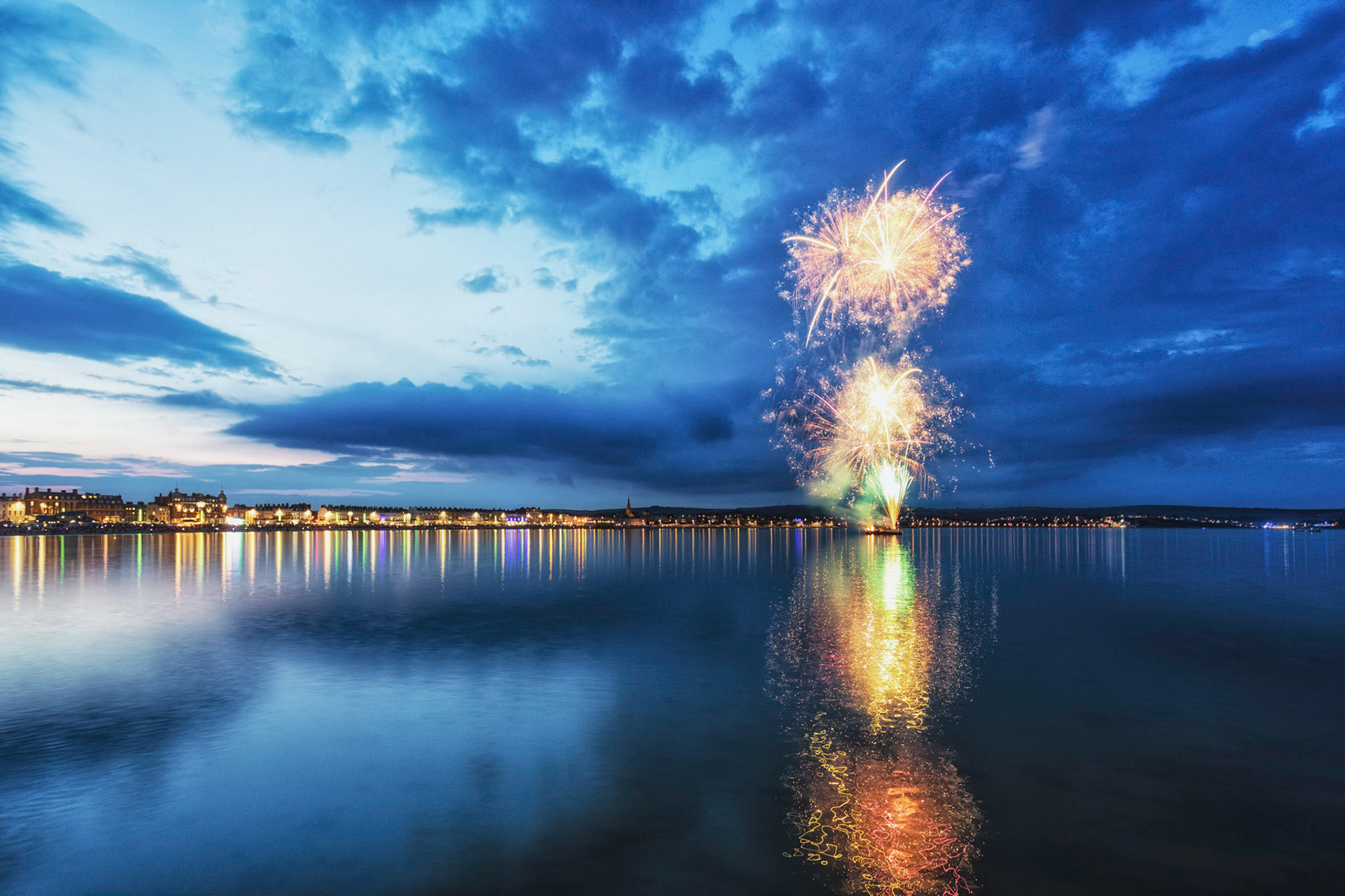 Fireworks in Summer in the town of Weymouth