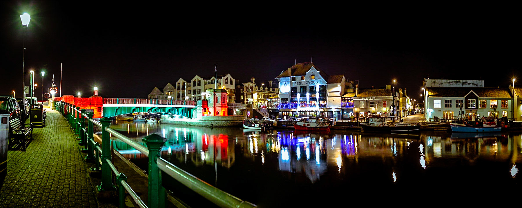 Weymouth Harbour in Dorset on a Winters evening