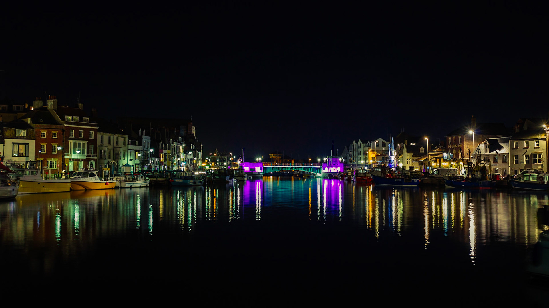 Weymouth Harbour in Dorset on a Winters evening