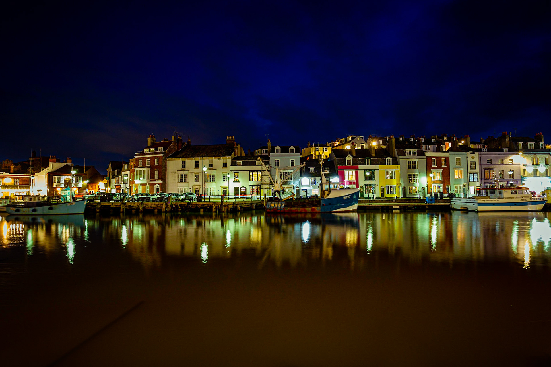 Weymouth Harbour in Dorset on a Winters evening