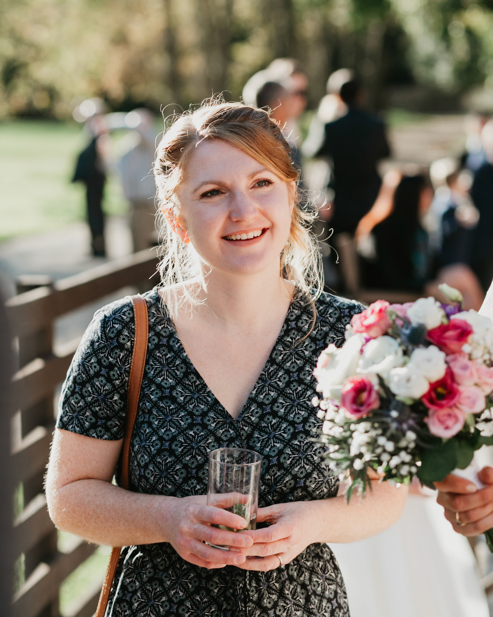 Mark and Rosemary celebrating with family and friends at their wedding reception at Bulbury Woods Golf Club in Dorset.
