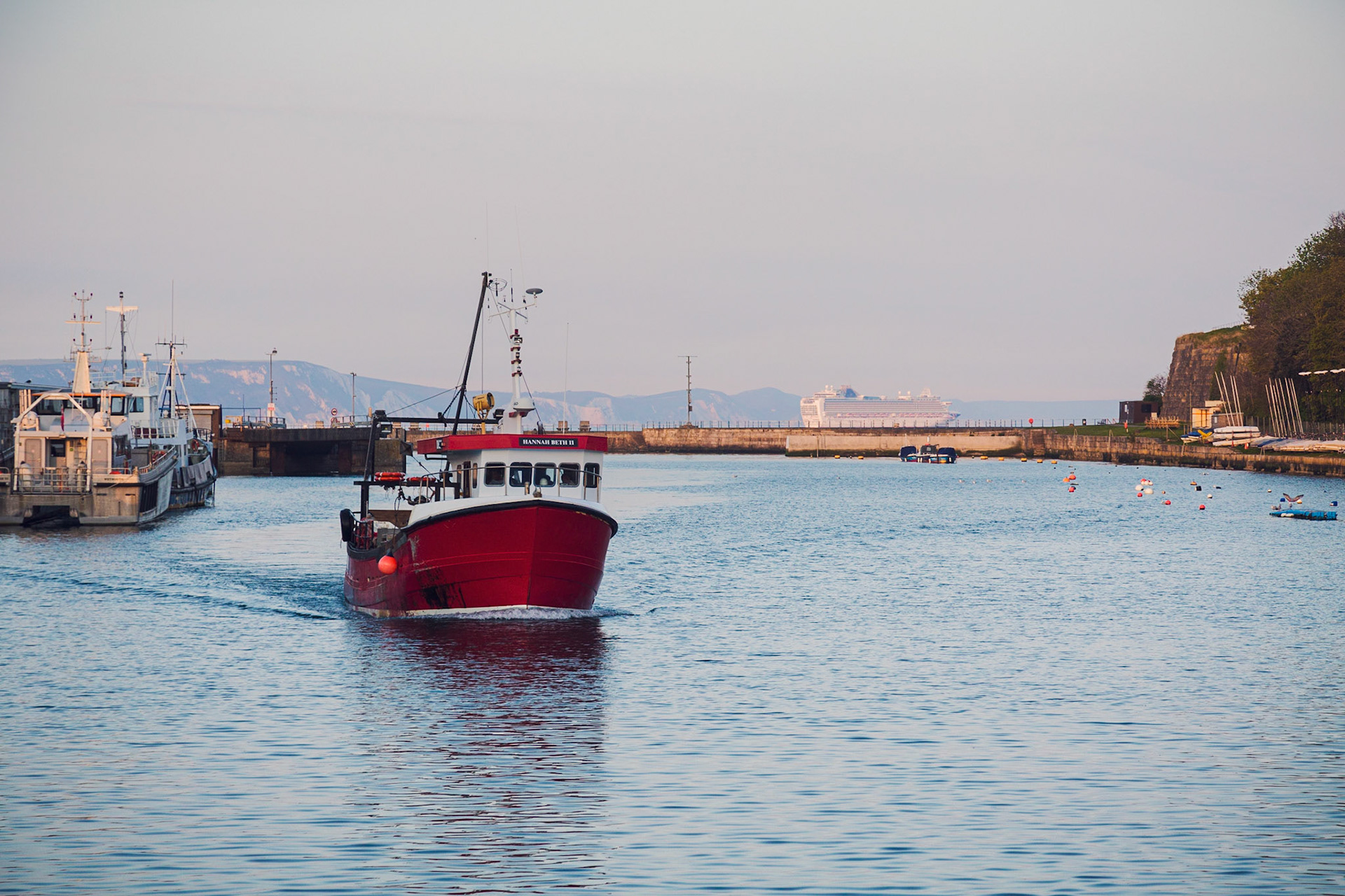 Trawler arriving back in Weymouth Harbour