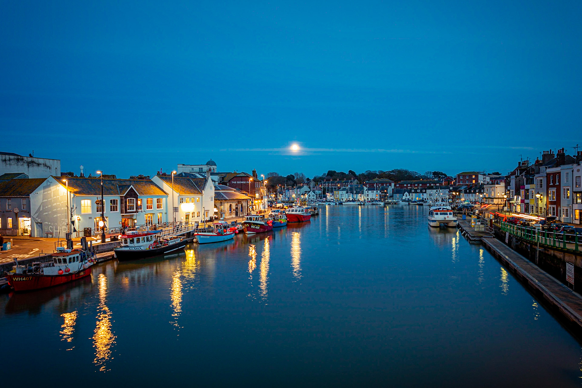 Weymouth Harbour in Dorset on a Winters evening