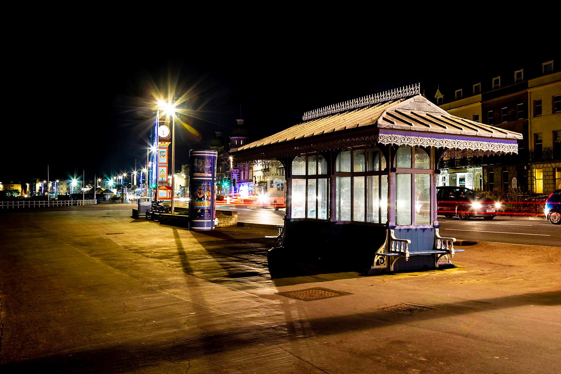 Weymouths Famous jubilee Clock in Winter at Night