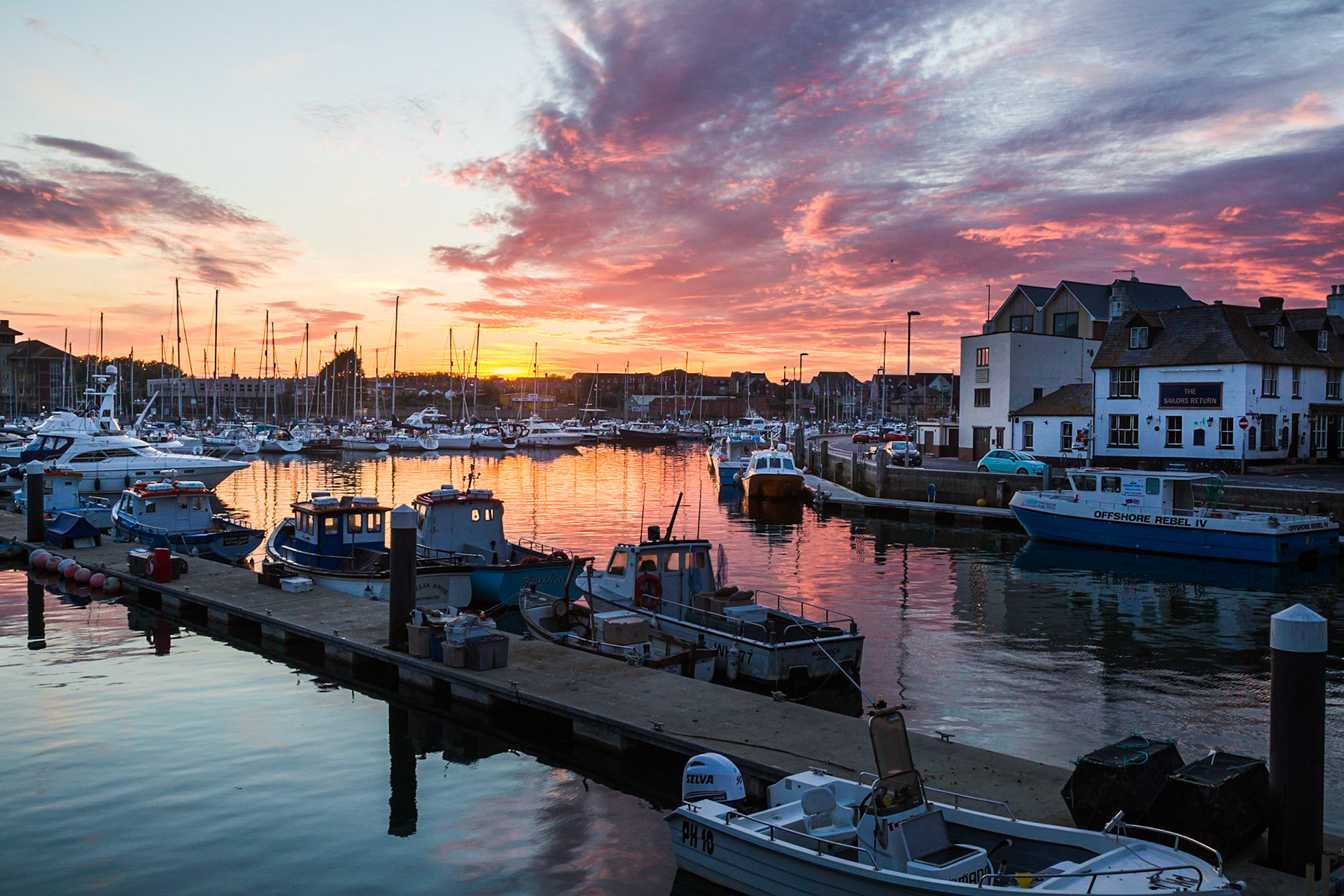 Weymouth's iconic harbour at Sunset