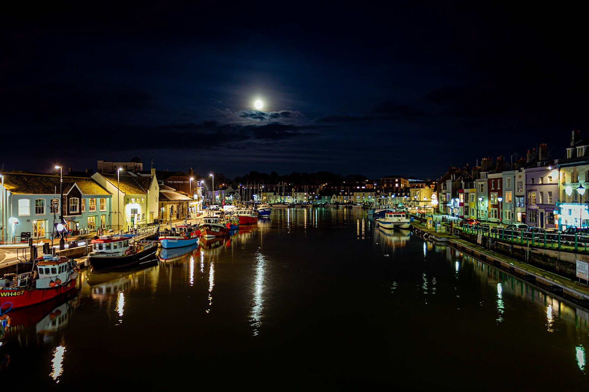 Weymouth Harbour in Dorset on a Winters evening