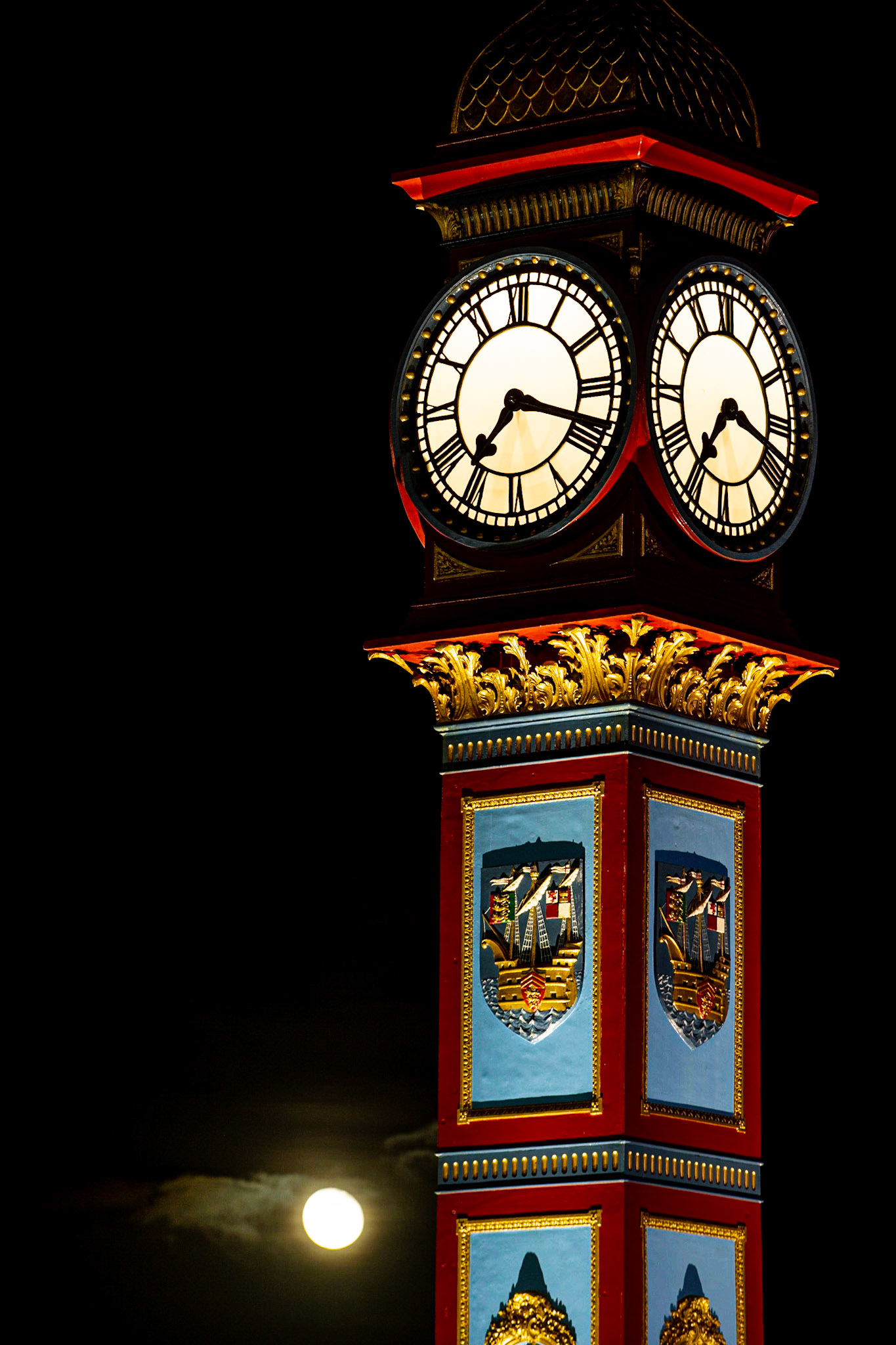 Weymouths Famous Clock in  winter at Night