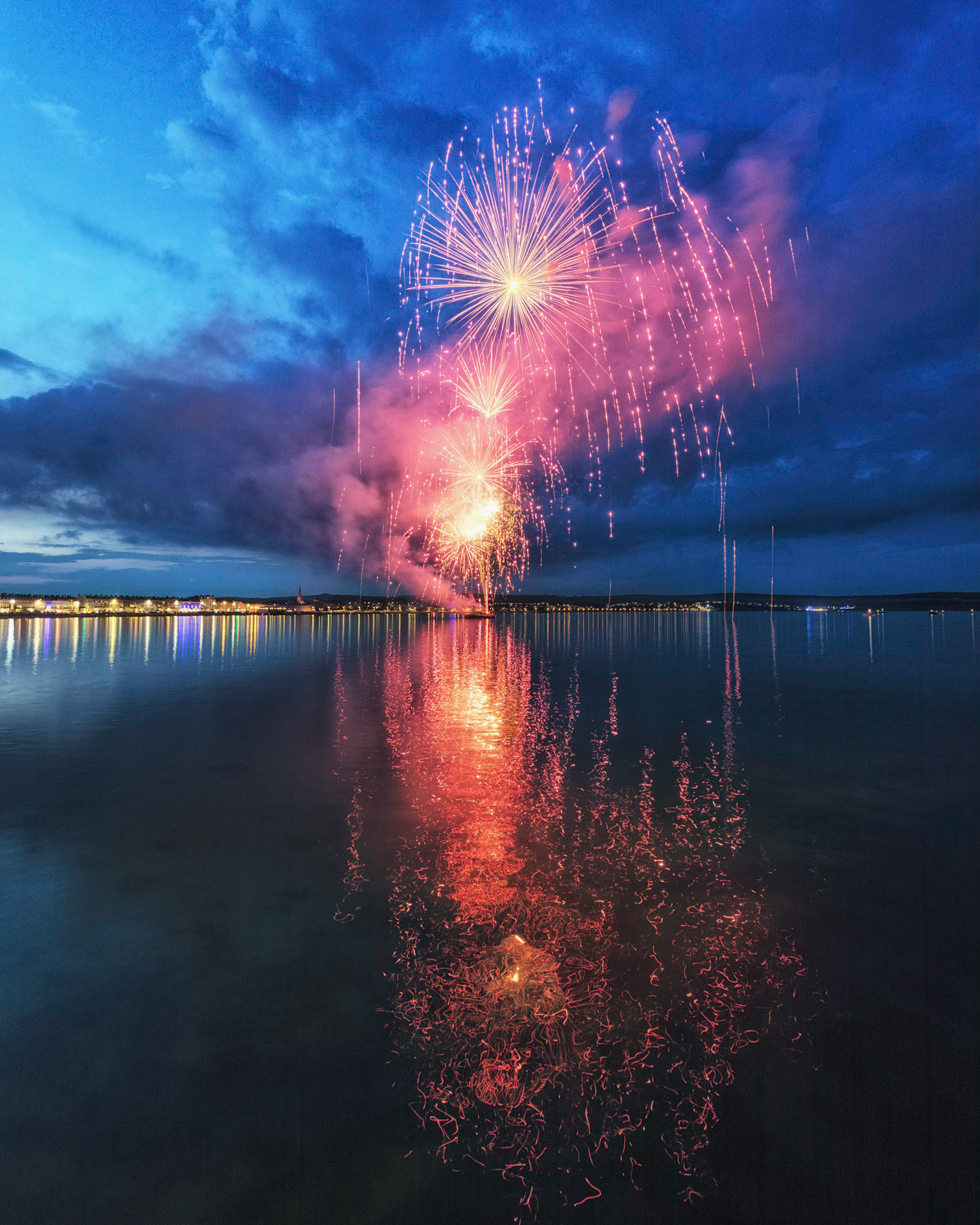 Fireworks in Summer in the town of Weymouth