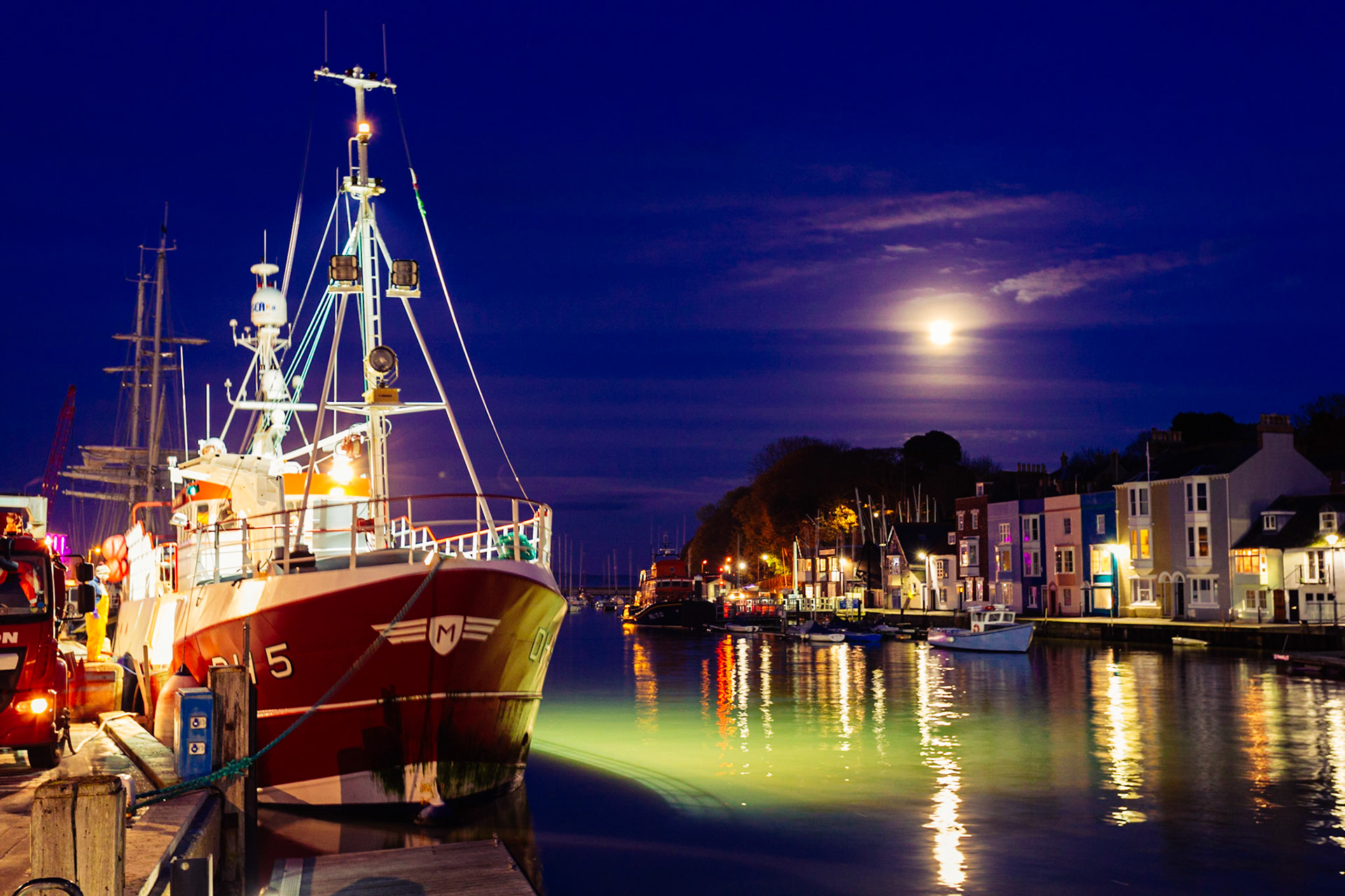 Weymouth Harbour in Dorset on a Winters evening