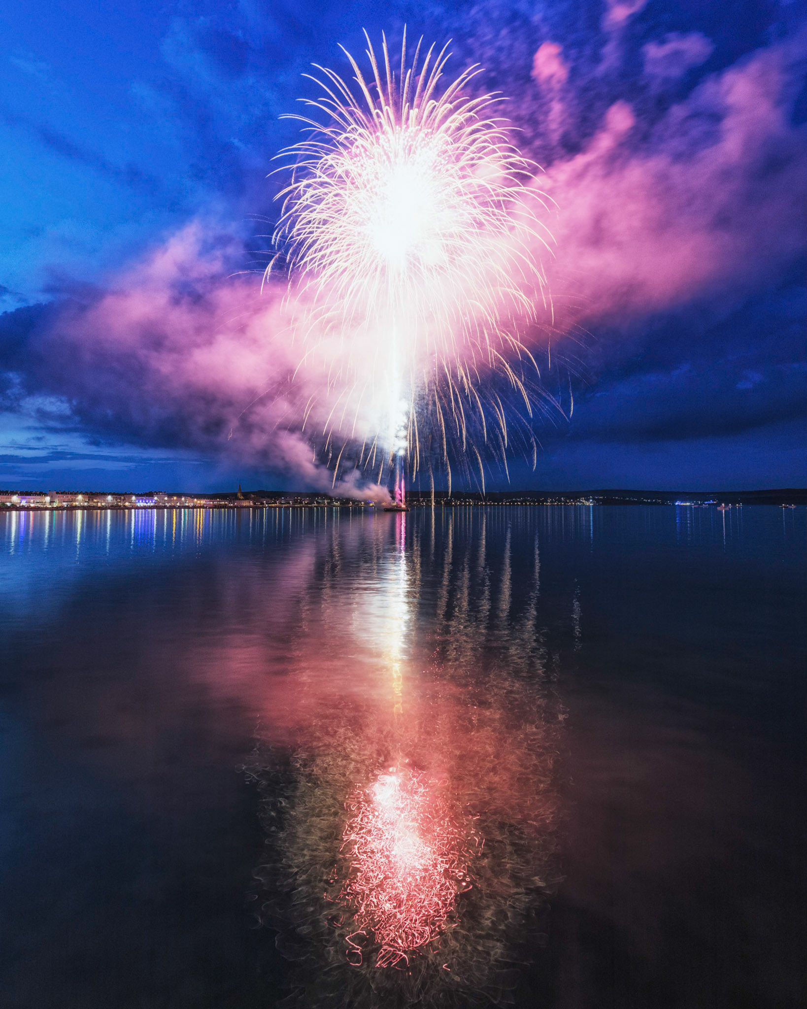 Fireworks in Summer in the town of Weymouth