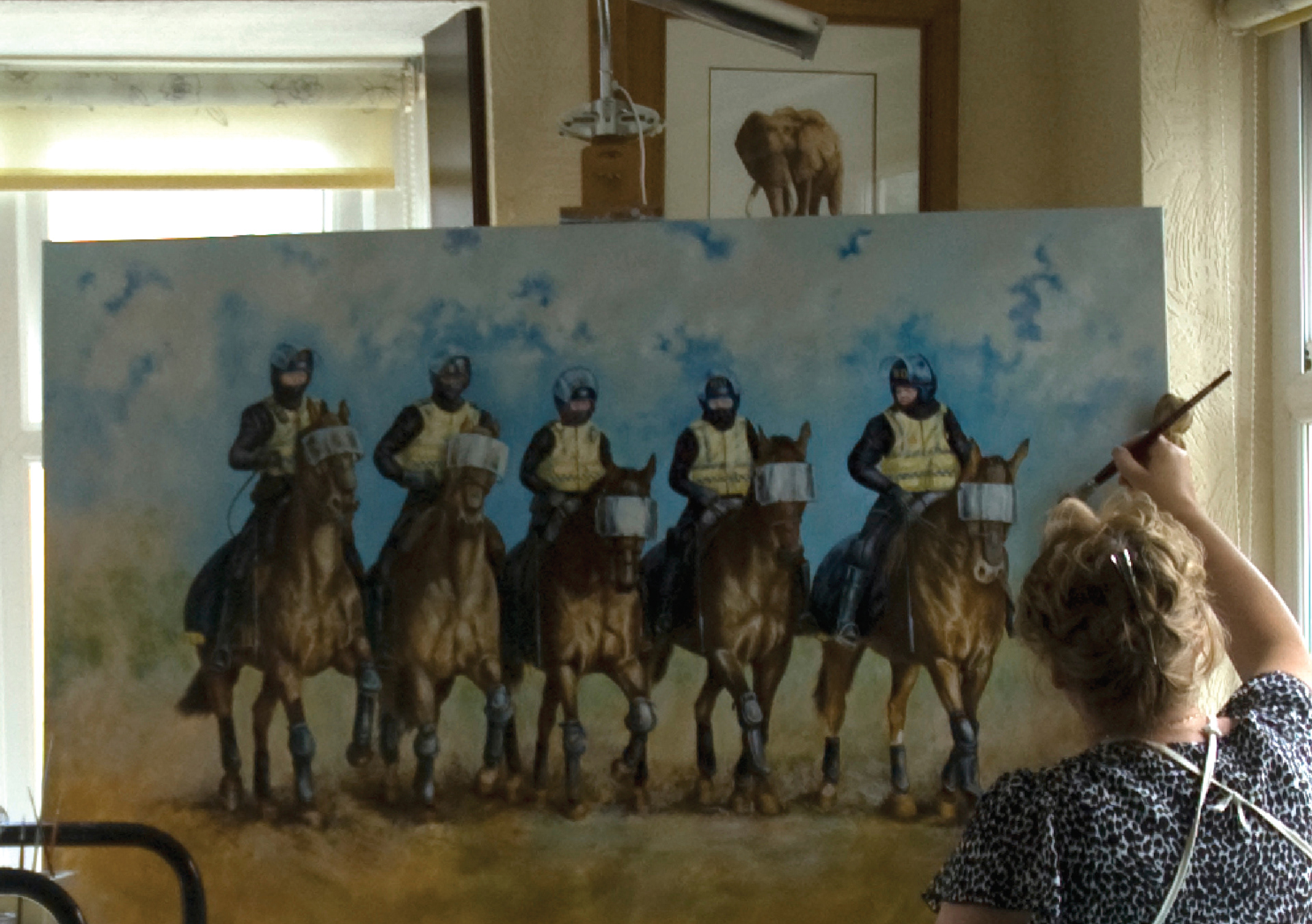 'A Tribute' oil painting in the studio. - work in progress.