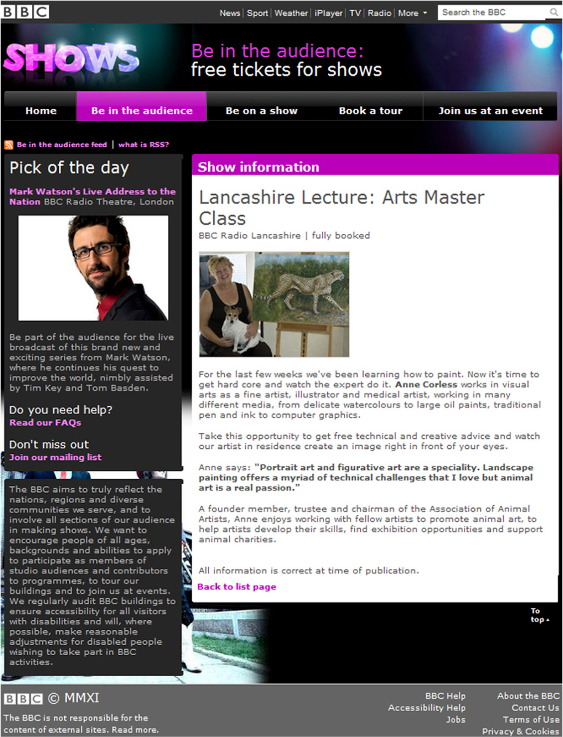 Teaching BBC Masterclass on portraiture.