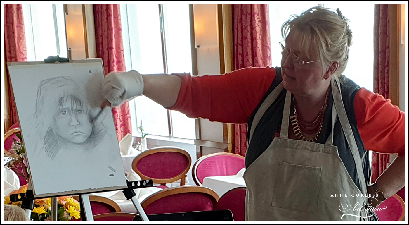 Portrait drawing demo. Charcoal on paper.