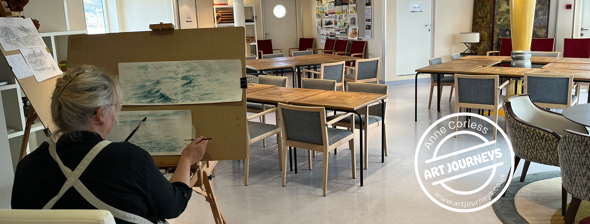 Plein air painting - calm seas and stormy sea in watercolour