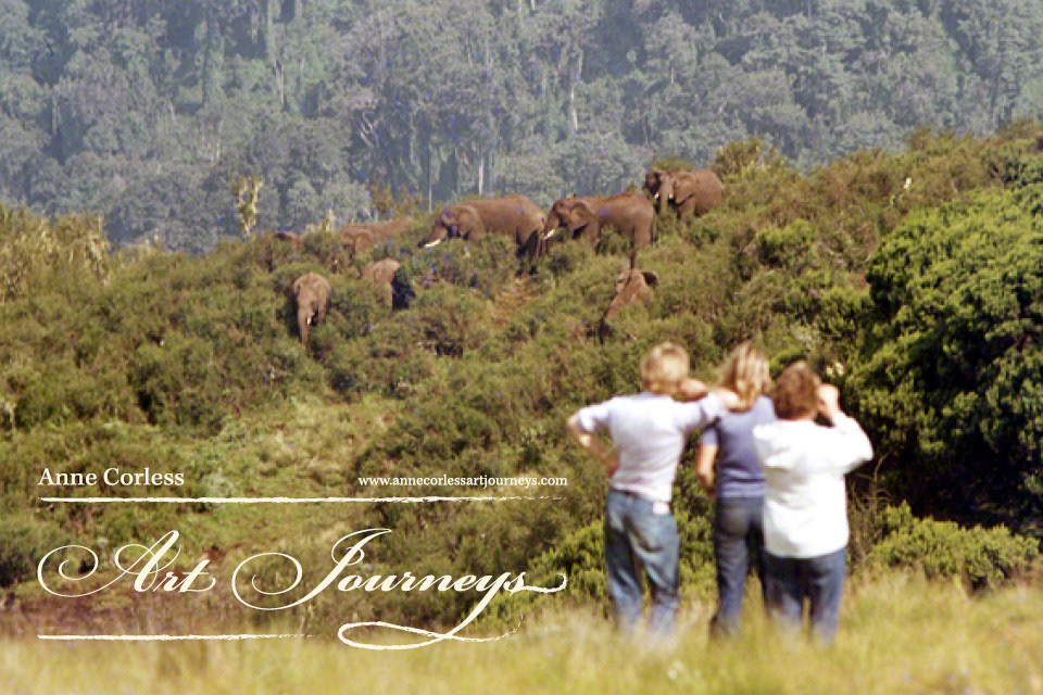 Anne (centre), Aberdare National Park, Kenya. 1970's.