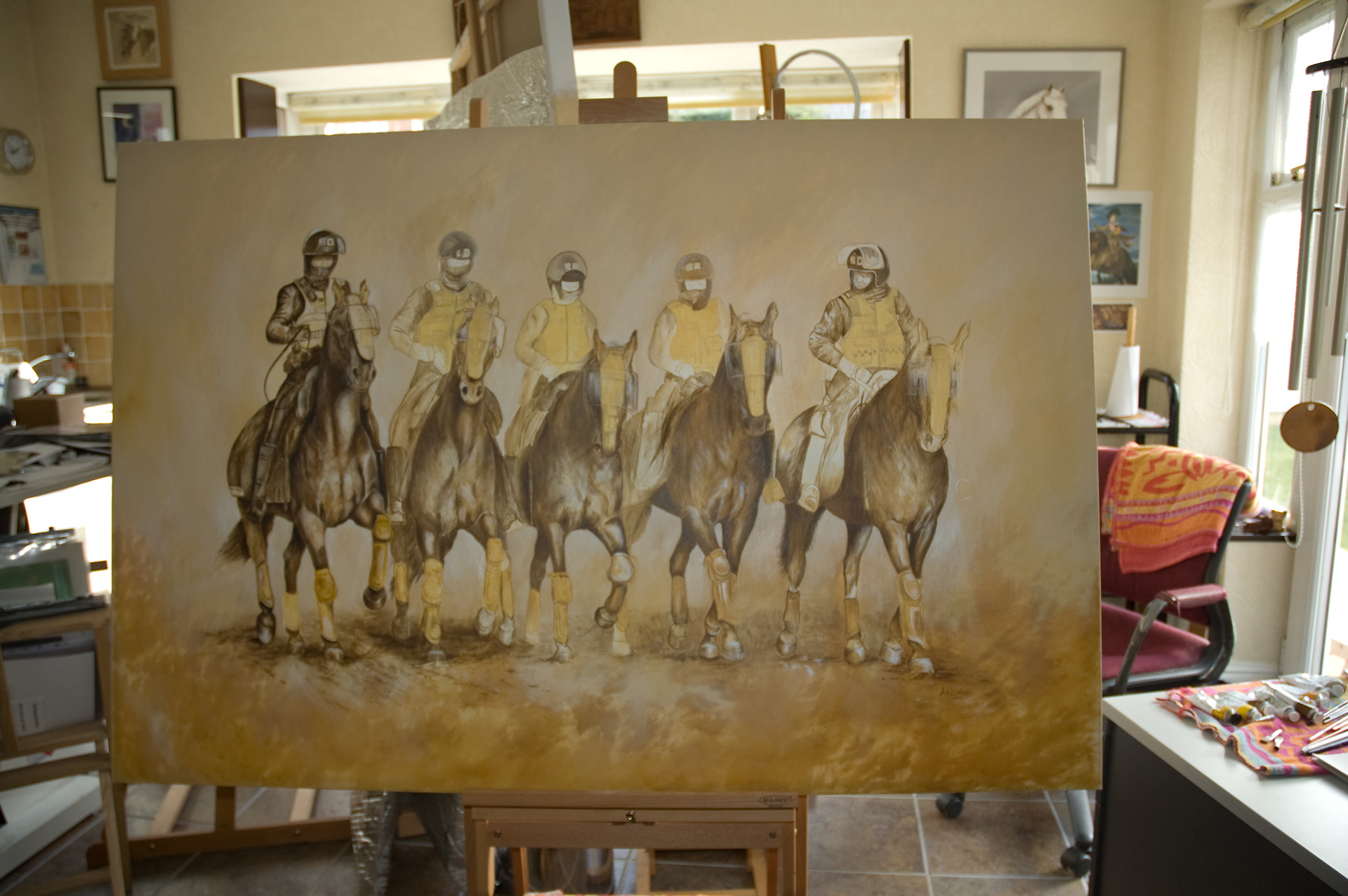 'A Tribute' oil painting in the studio. - work in progress.