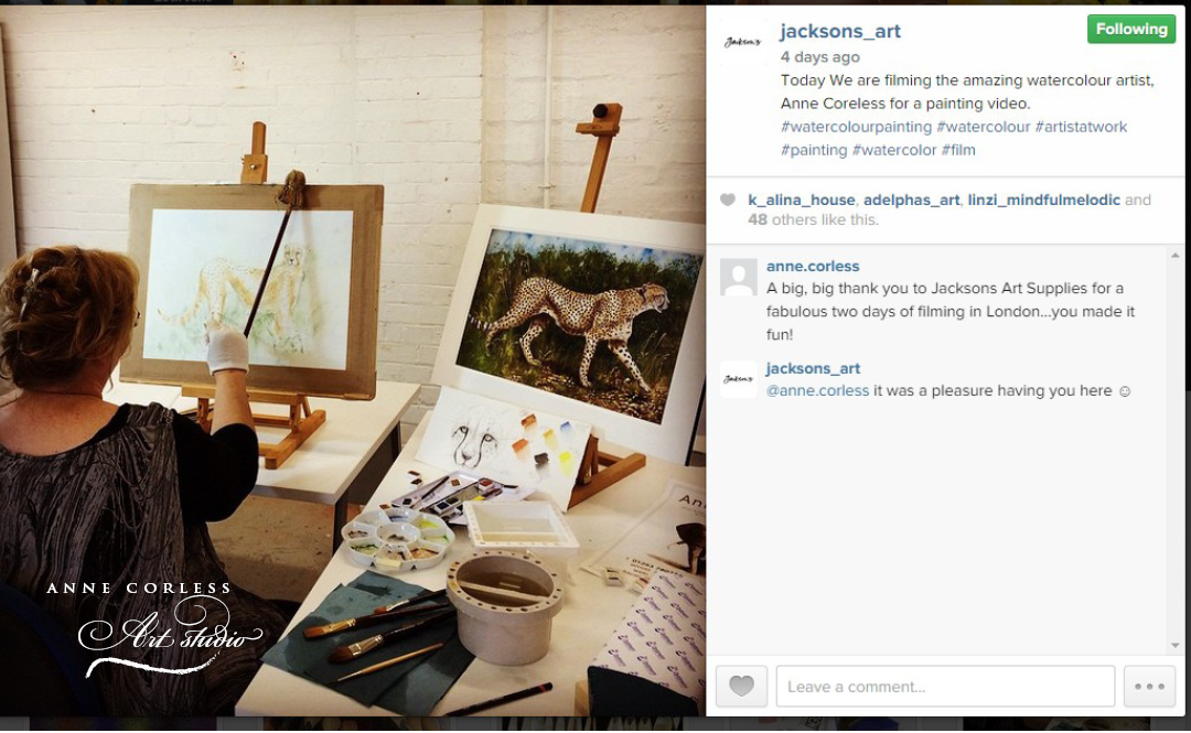 Filming Anne for Jacksons Art Supplies Video. 2015.