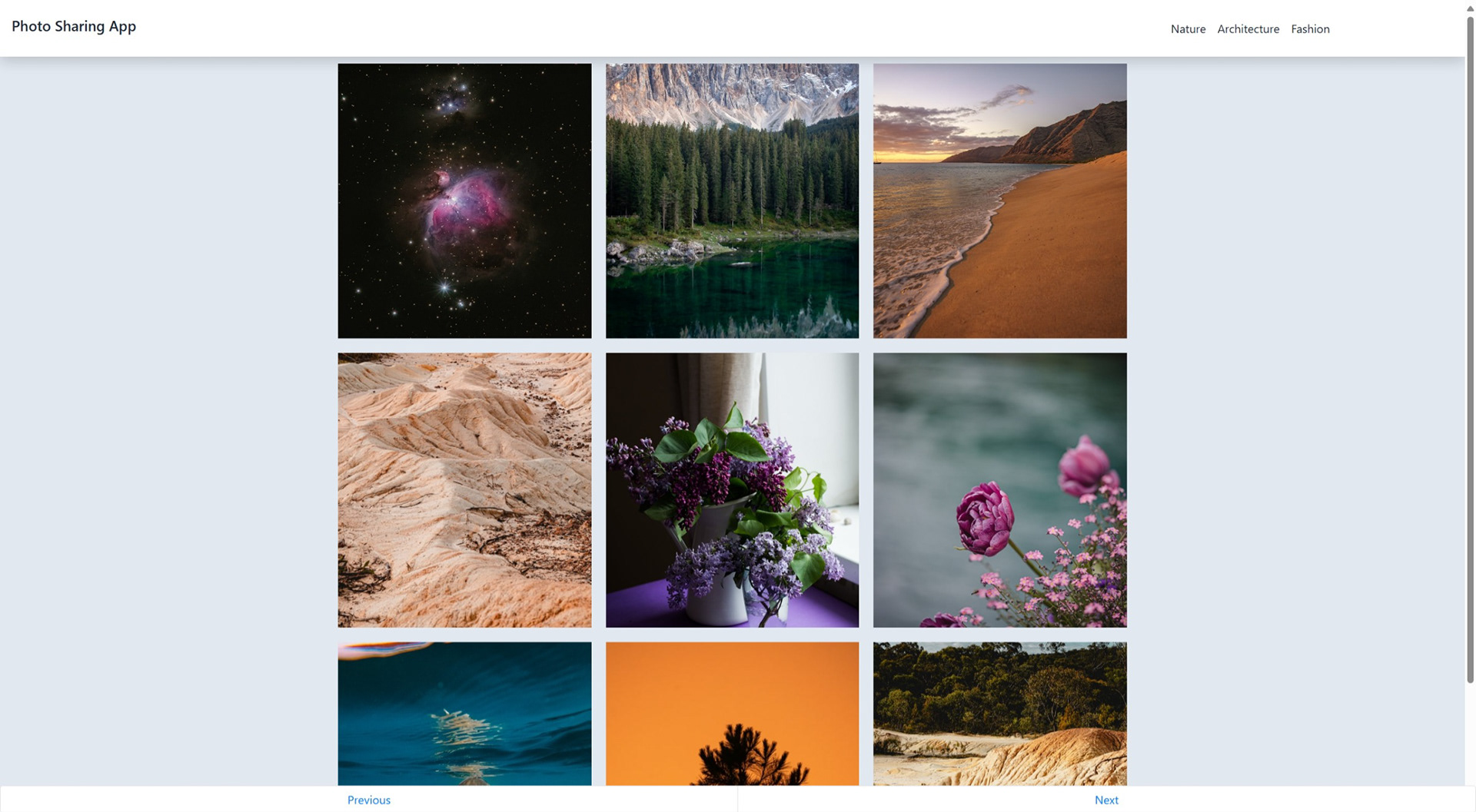 React build on an image gallery