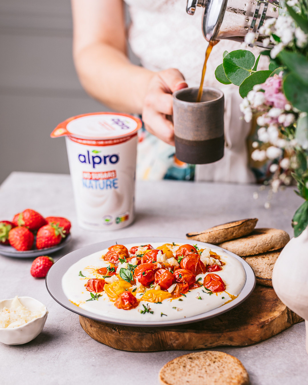 Photographie culinaire lifestyle - stylisme culinaire et création de recette pour Alpro