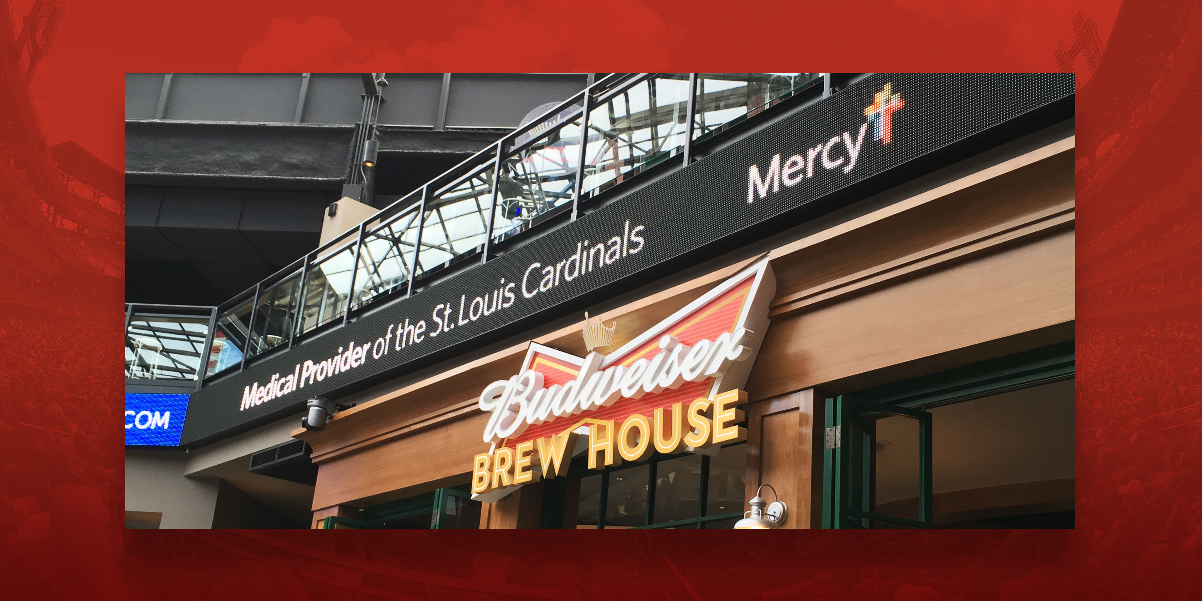 Cardinals STL Ballpark Village signage digital displays