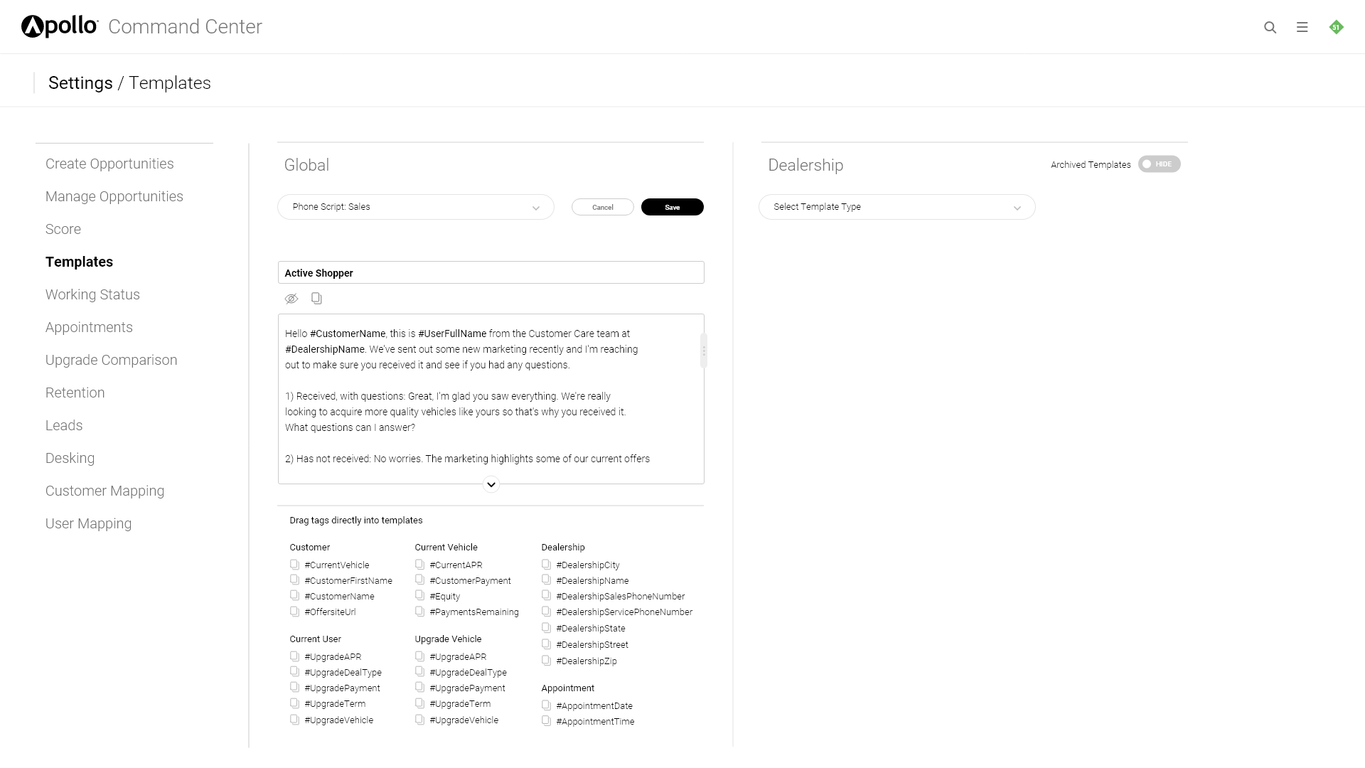 customizable templates