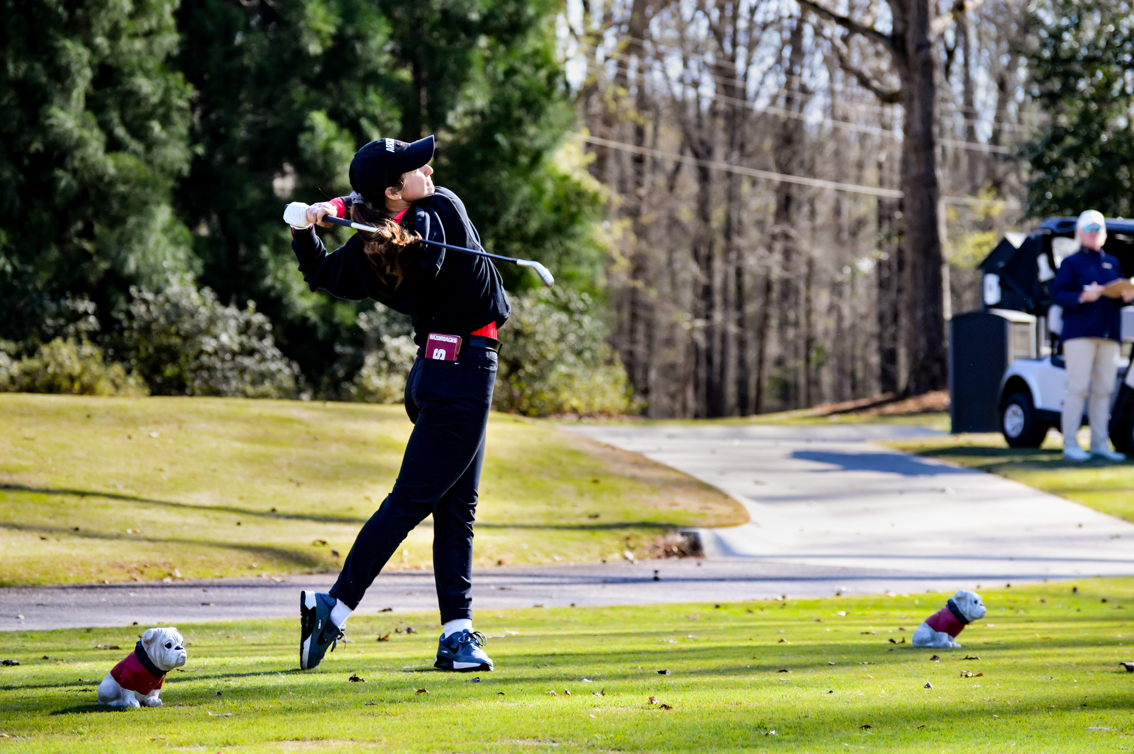 Arkansas golfer Julia Gregg tees off at the Liz Murphey Collegiate Classic in Athens, Georgia on March 26, 2022. (Photo/ Victoria Adkins)