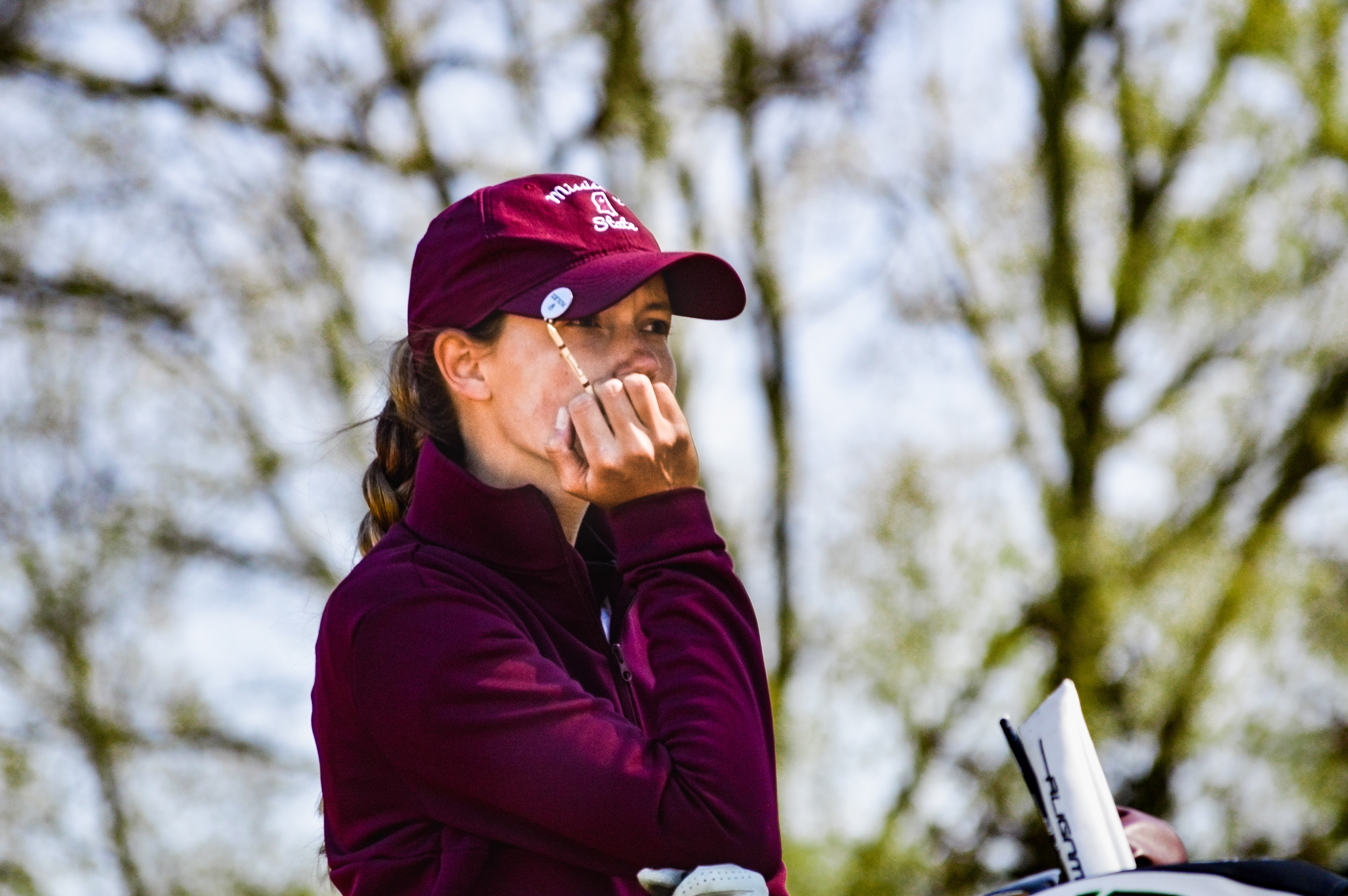 Mississippi State golfer Ashley Gilliam watches another competitor at the Liz Murphey Collegiate Classic in Athens, Georgia on March 26, 2022. (Photo/ Victoria Adkins)