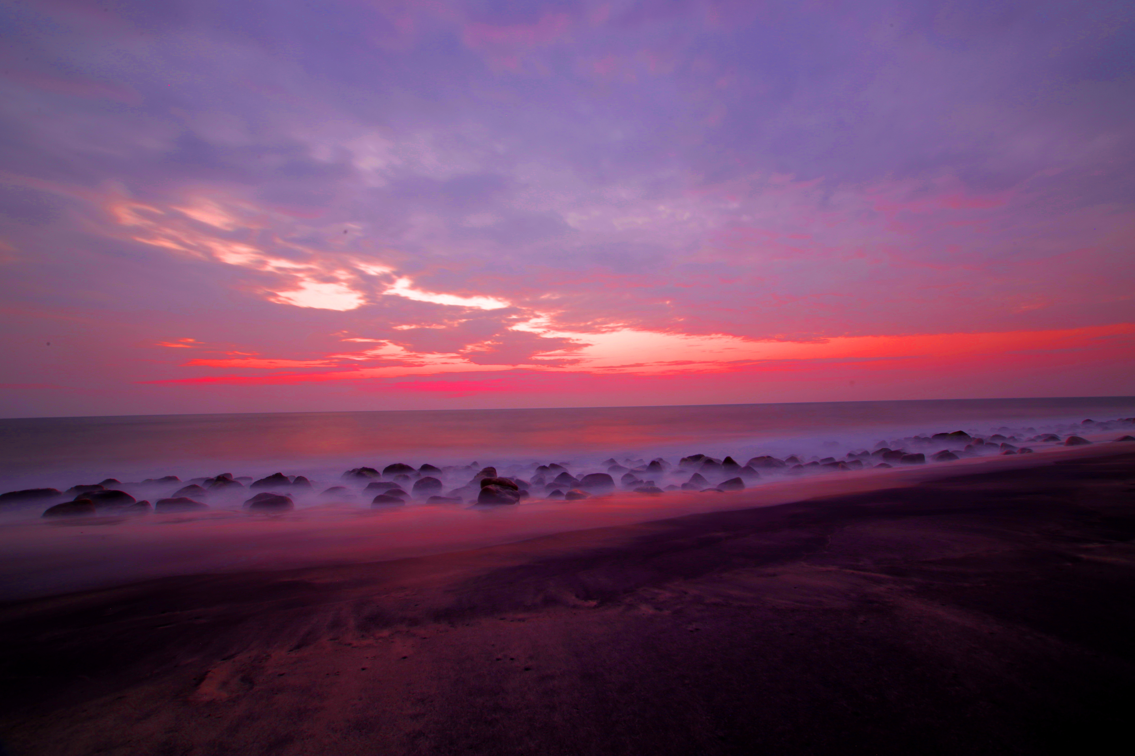 Sea sand and sky at sunset