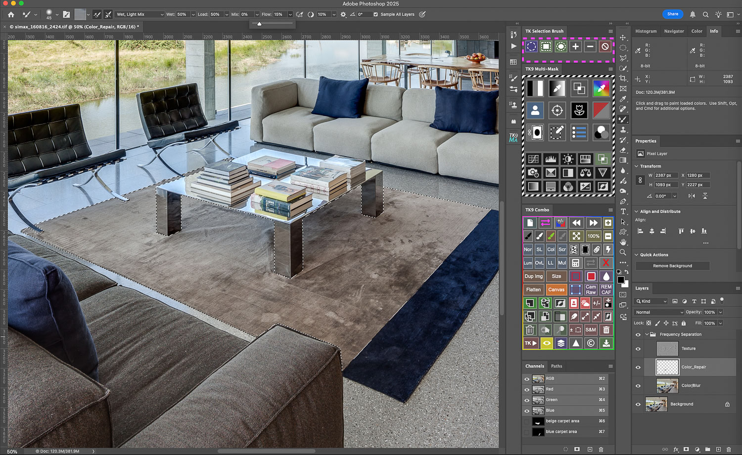 I actually like to select the area I am working on and to save it as a channel for future access....