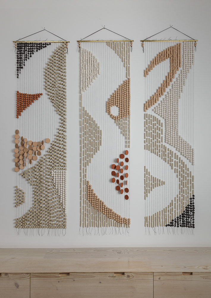 Ceramic wall hangings by Rebecca Harker